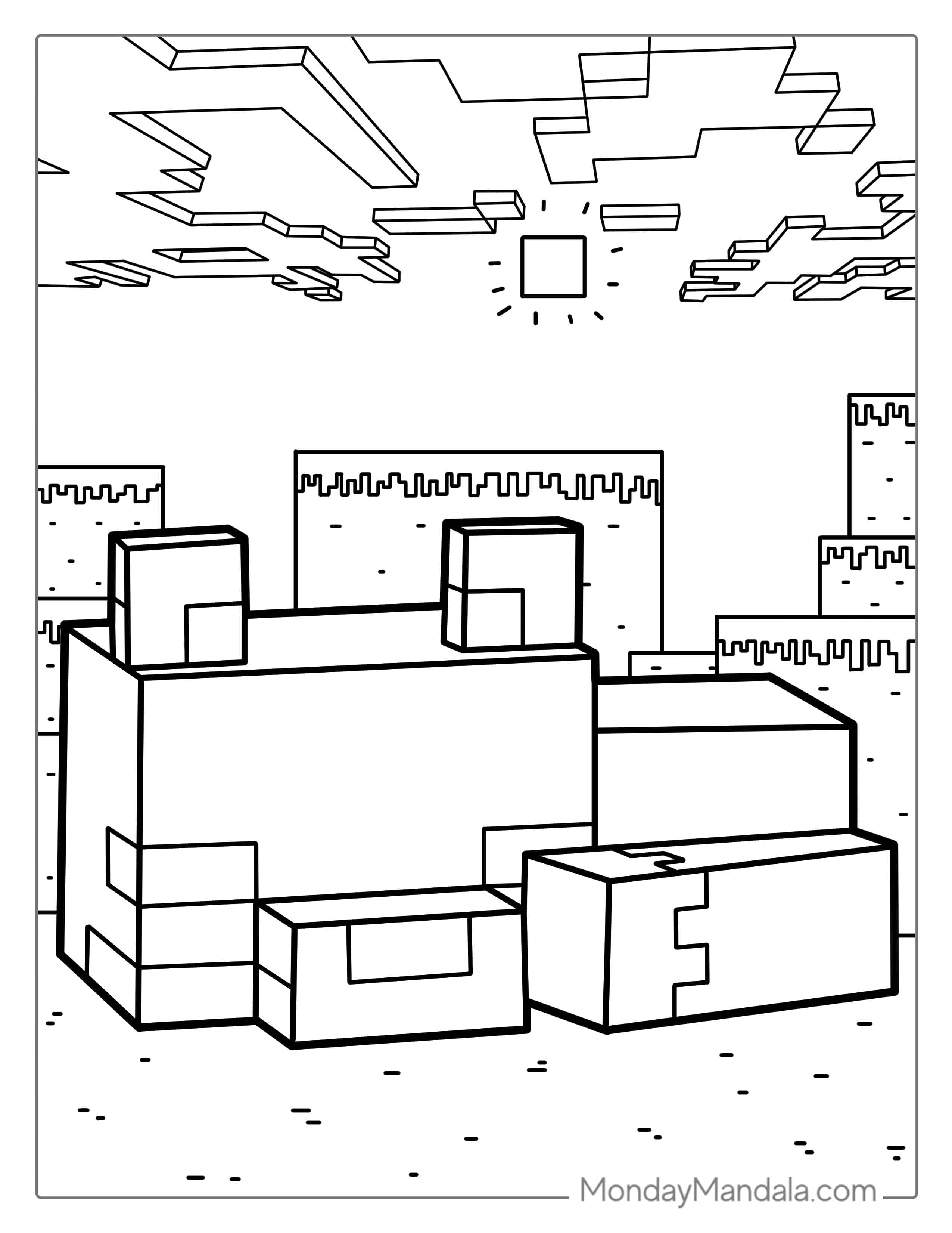 Minecraft Fox To Color coloring page — printable line art