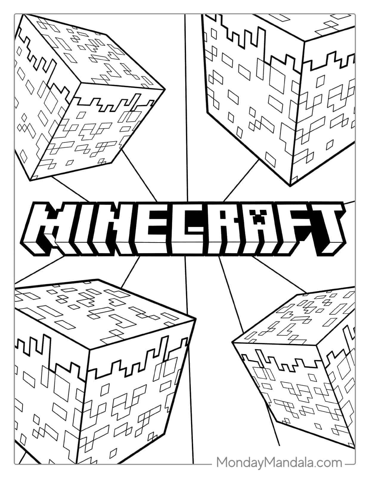 Minecraft Logo With Blocks Coloring Sheet coloring page