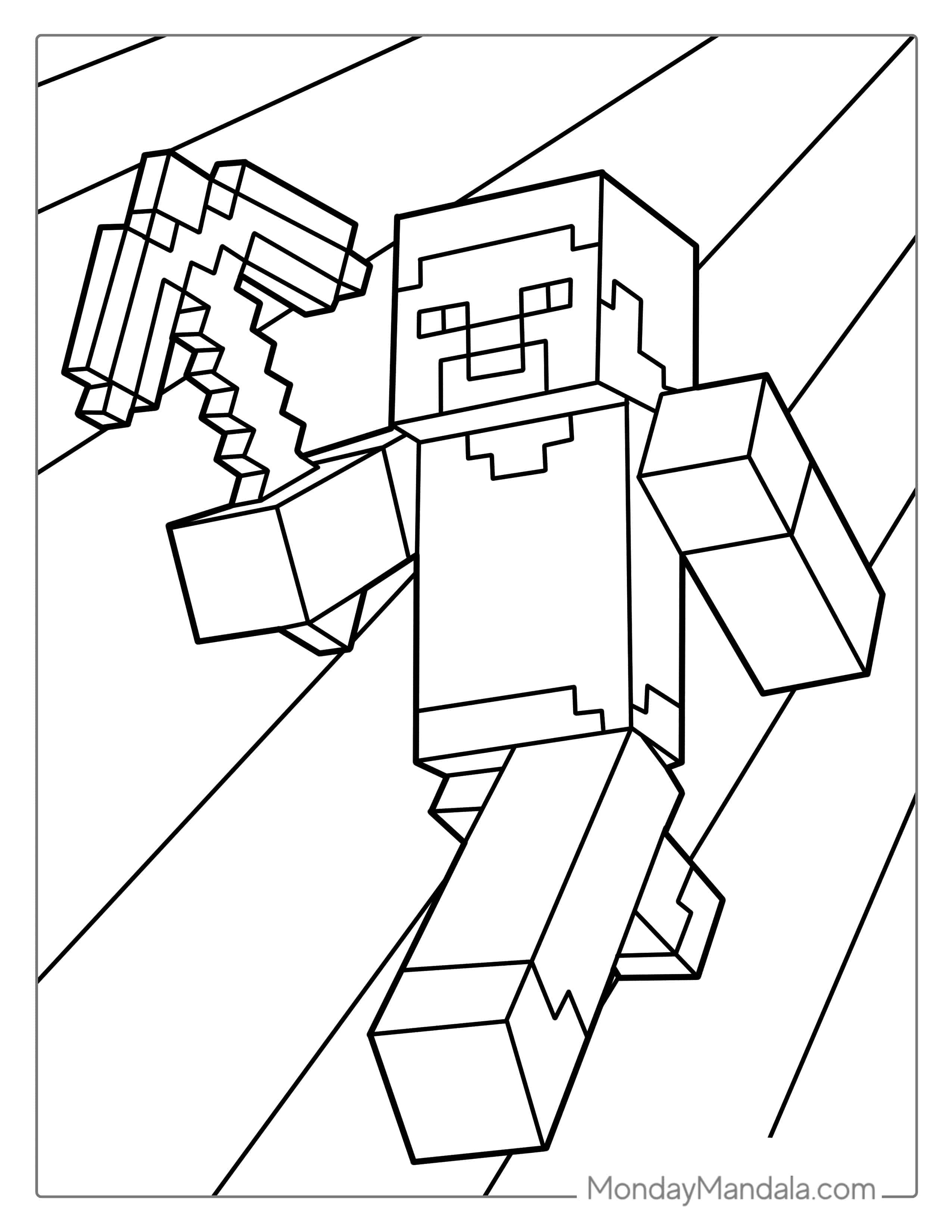 Minecraft Steve Coloring Page For Kids coloring page — printable line art