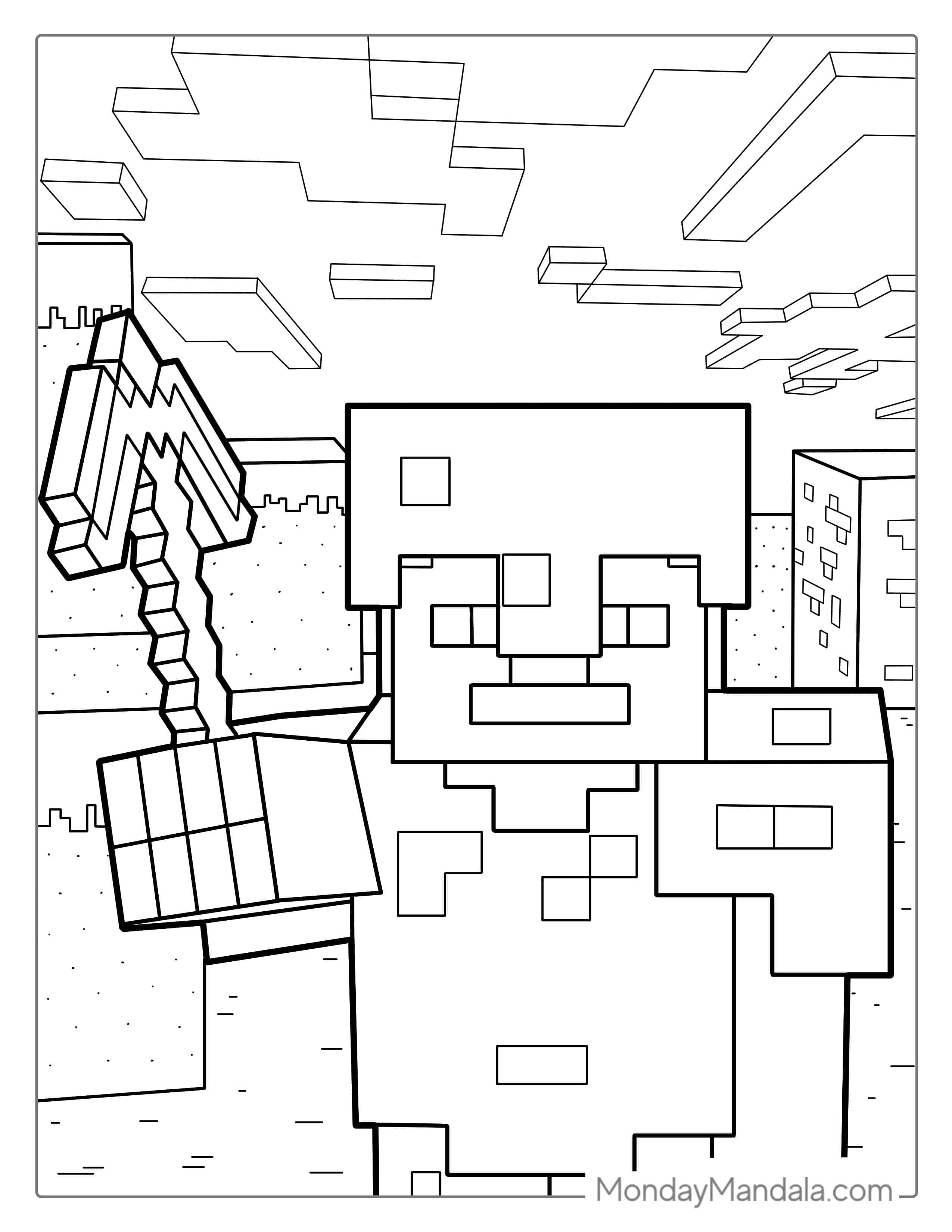 Minecraft Steve Wearing Diamond Armor Coloring coloring page — printable line art