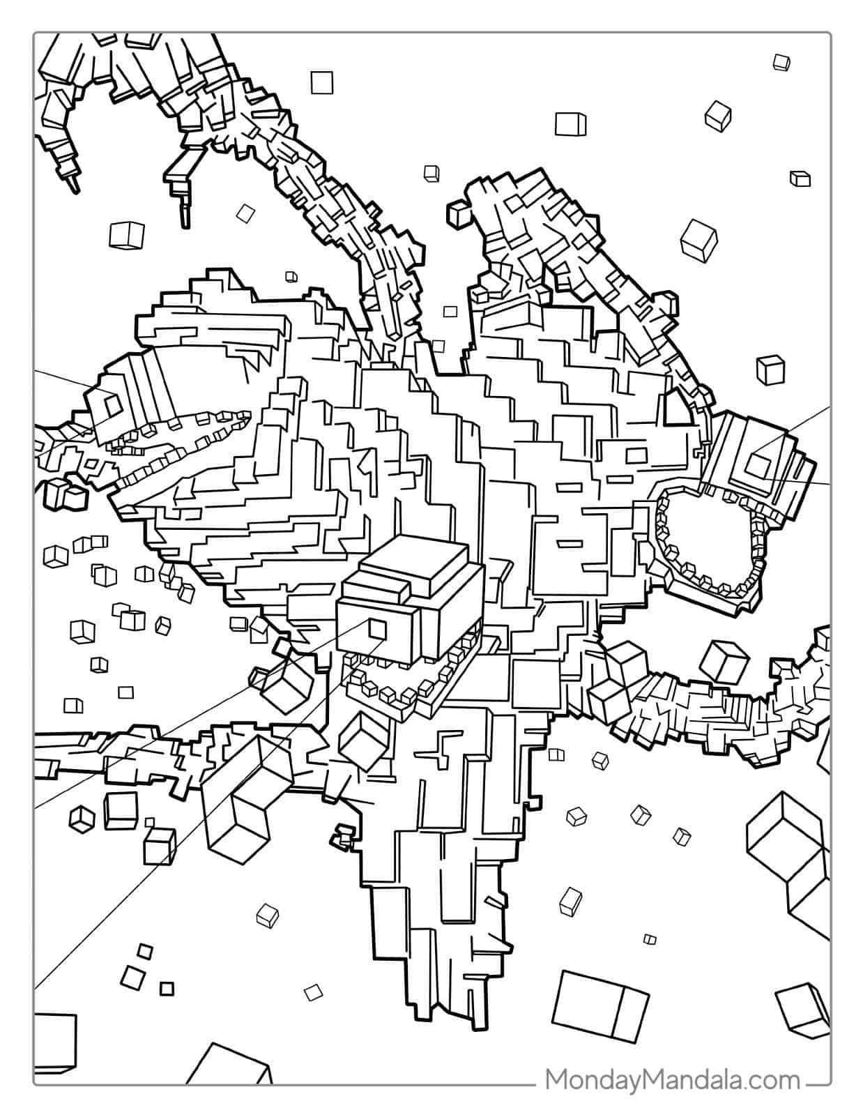 Minecraft Wither Storm Coloring Page coloring page — printable line art