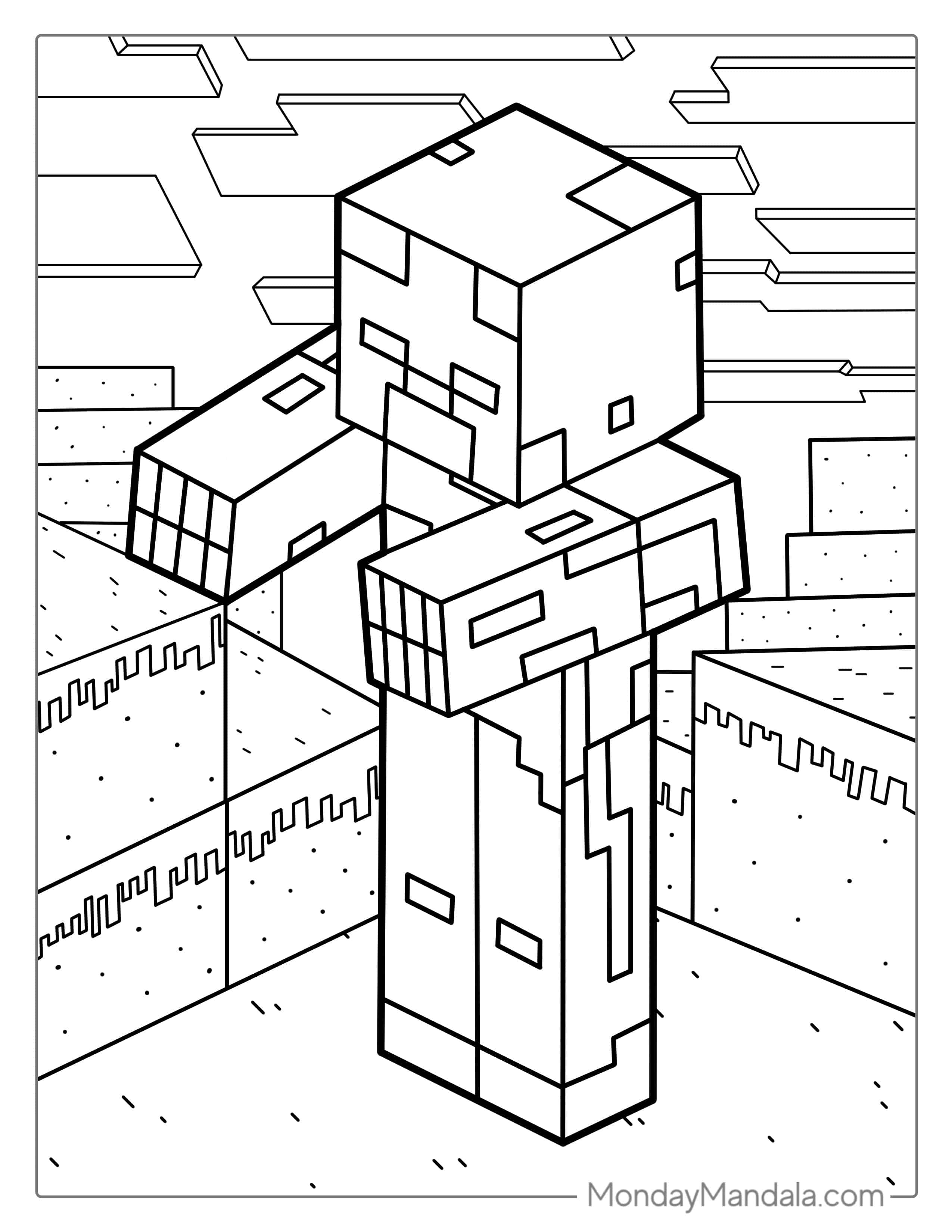 Minecraft Zombie Coloring Page coloring page