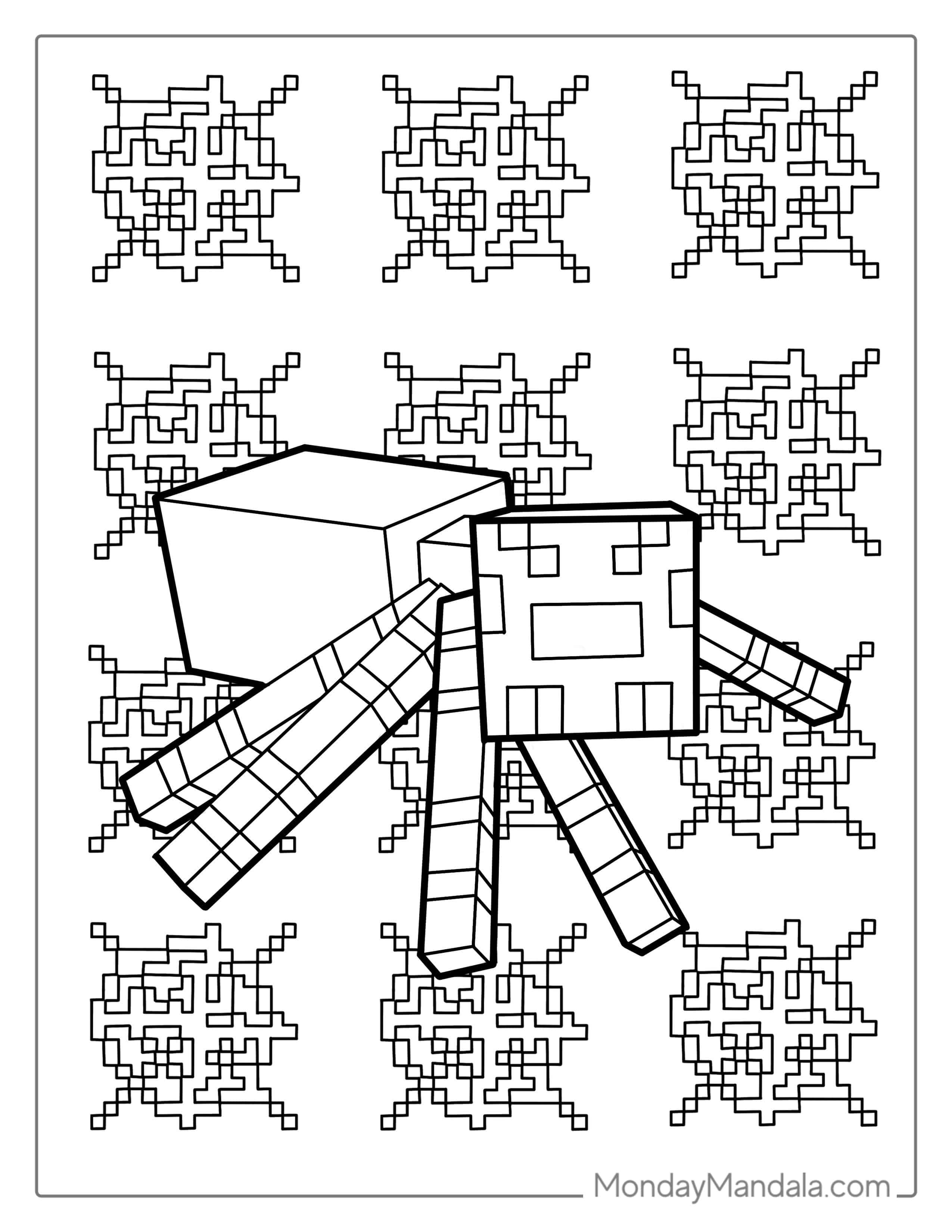 Simple Minecraft Spider Coloring Page coloring page — printable line art