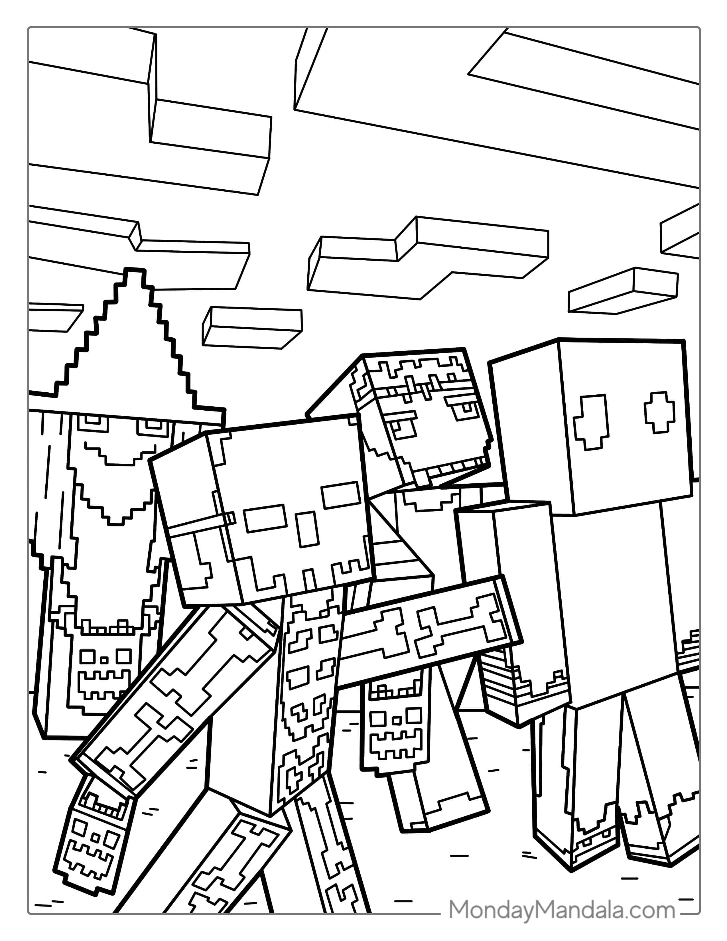 Spooky Halloween Minecraft Coloring Page coloring page — printable line art