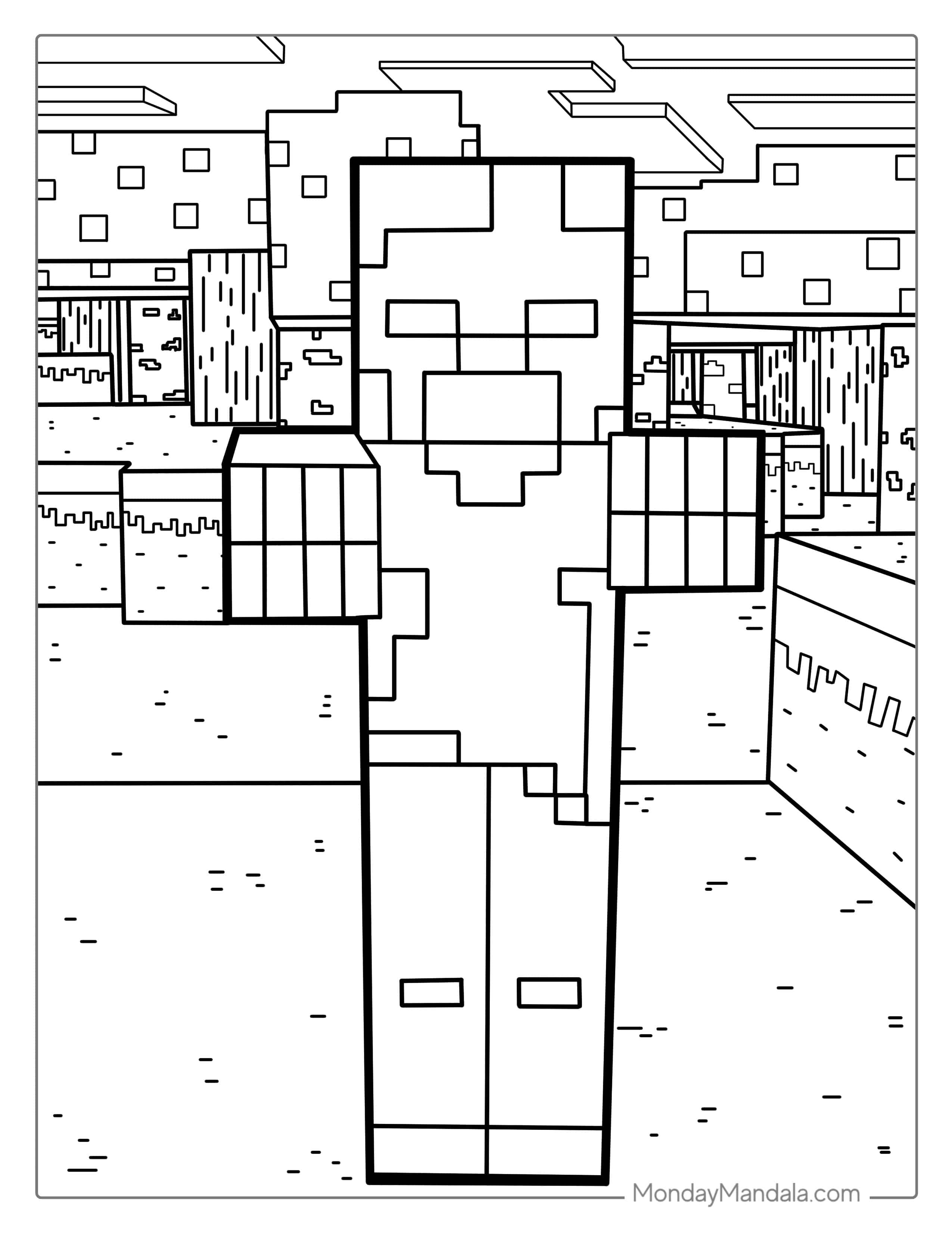 Zombie From Minecraft Coloring Sheet coloring page