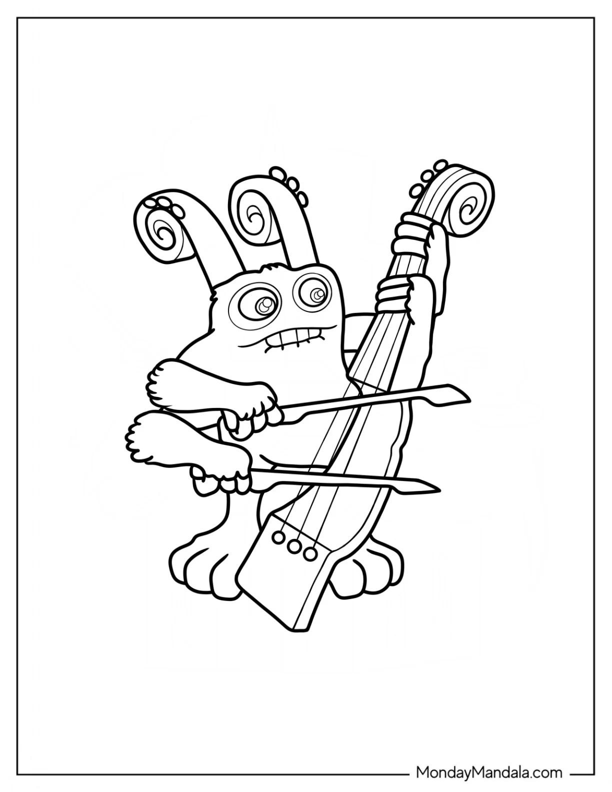 Cute Bowgart From My Singing Monsters Coloring Page For Kids coloring page