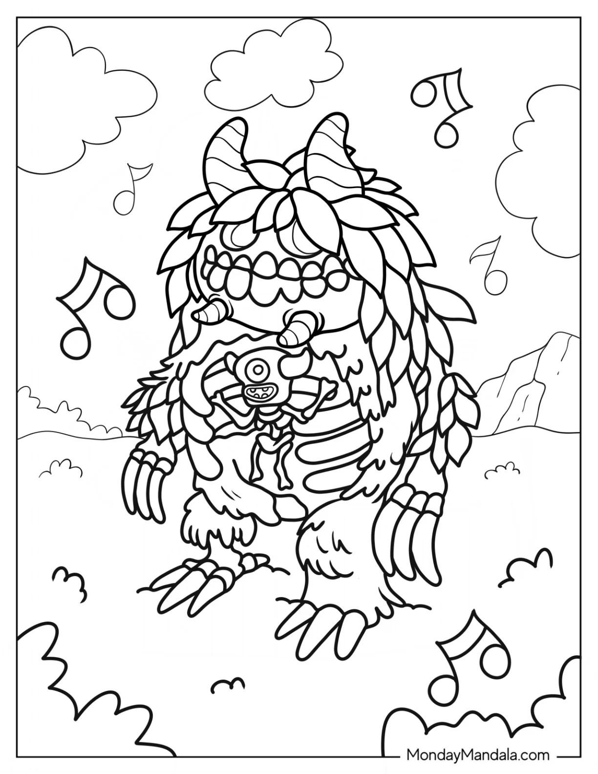Detailed Rare Bona Petite My Singing Monster Coloring Page coloring page