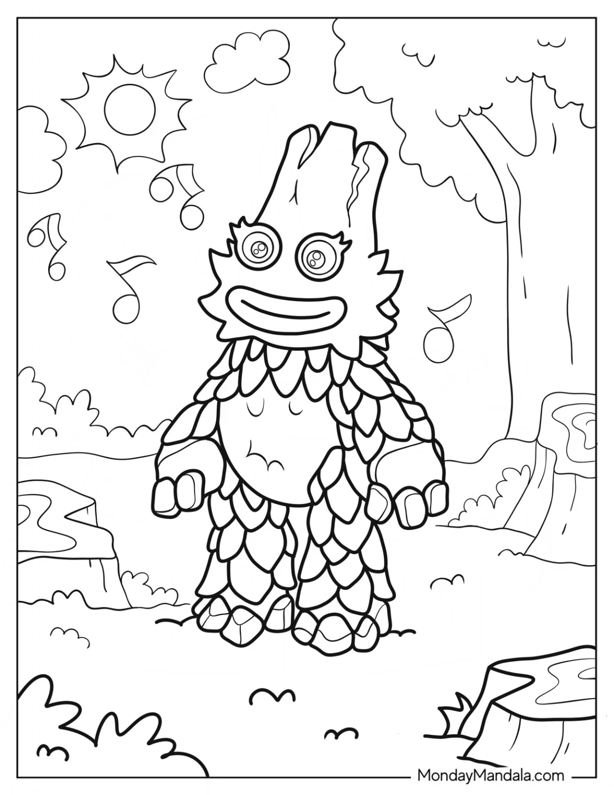 My Singing Monsters Coloring Page Of Kayna In The Forest coloring page