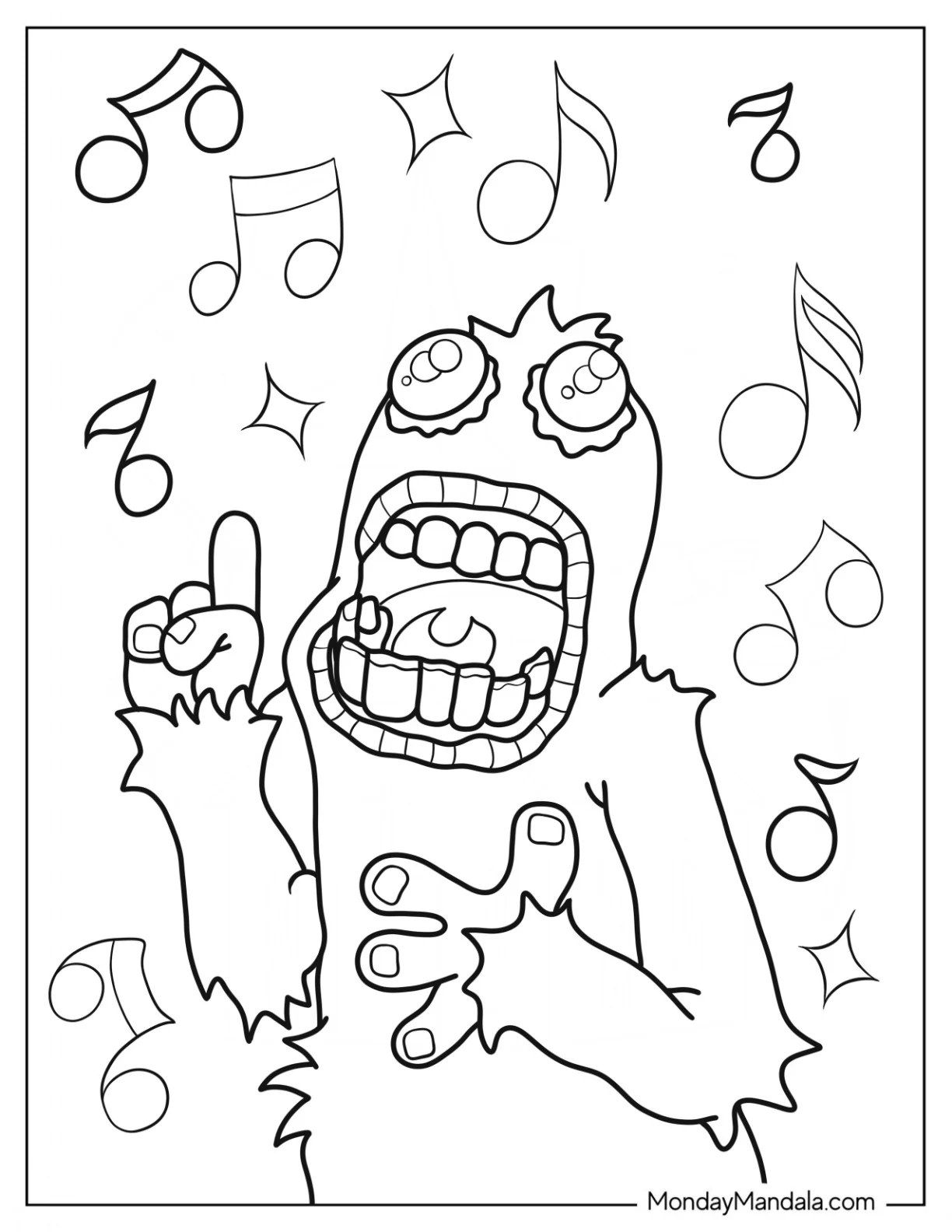 My Singing Monsters Coloring Page Of Mammott Singing Passionately coloring page