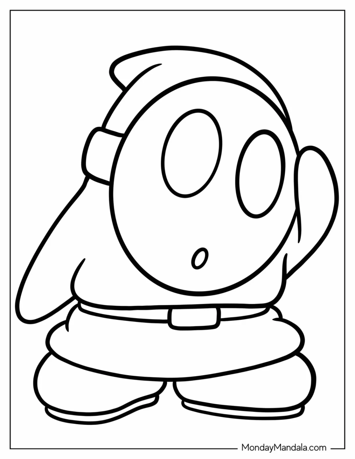 Easy Outline Of Nintendo Coloring Page Of Shy Guy For Kids coloring page