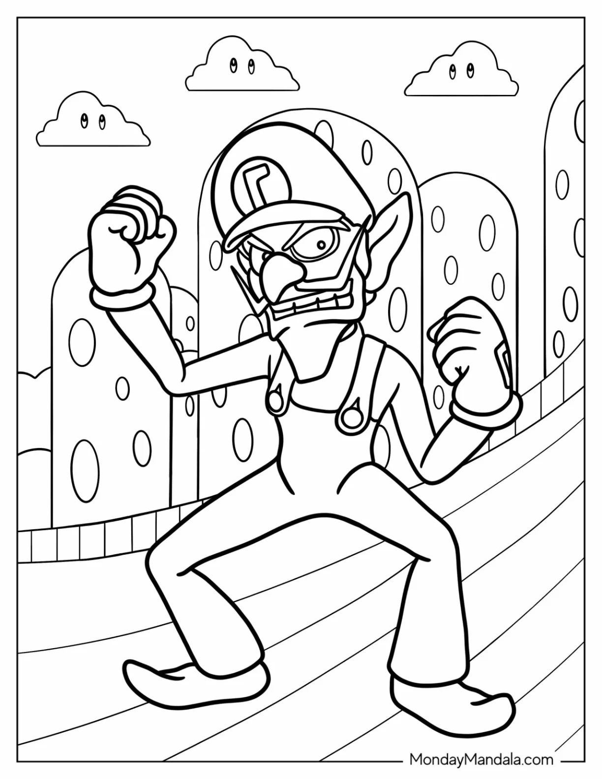 Nintendo Coloring Page Of Angry Waluigi coloring page