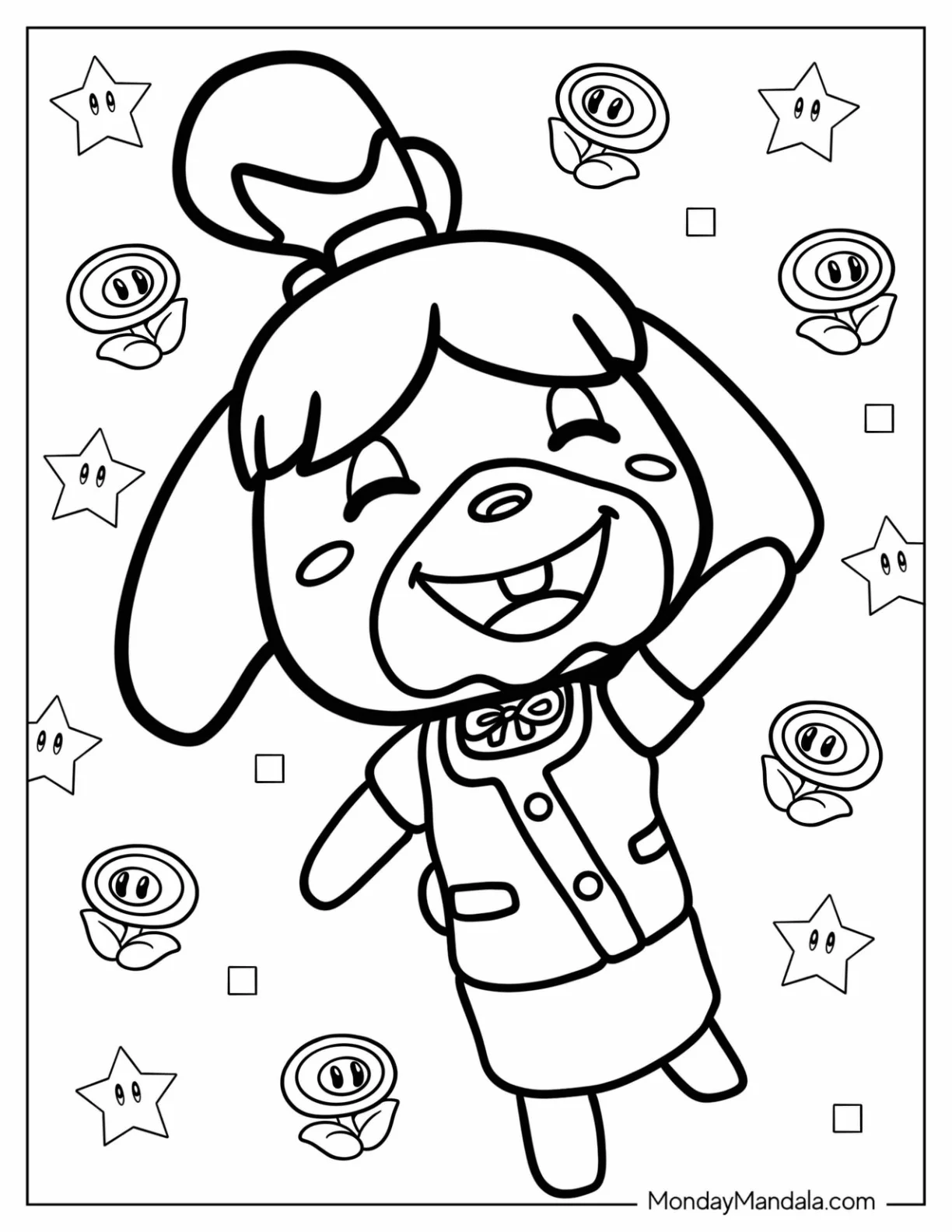 Nintendo Coloring Page Of Animal Crossing Isabelle coloring page