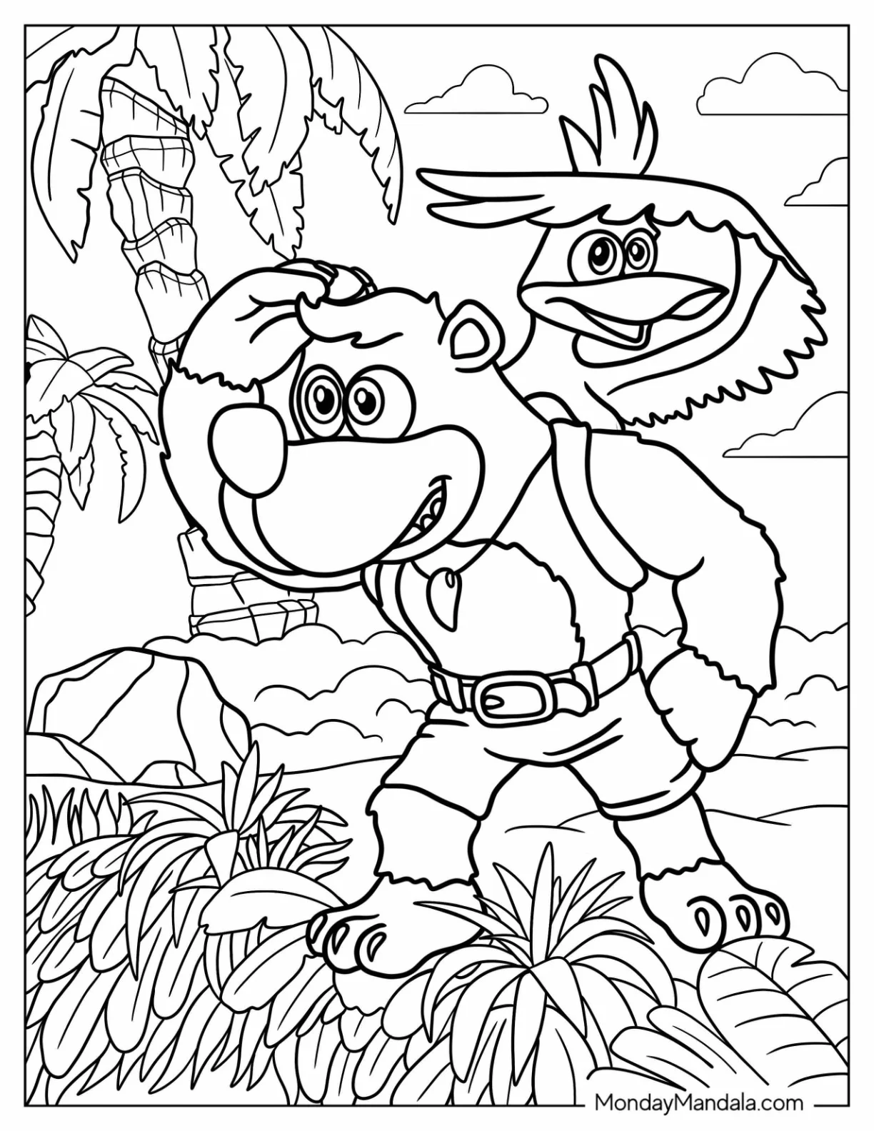 Nintendo Coloring Page Of Banjo Kazooie In The Jungle For Kids coloring page
