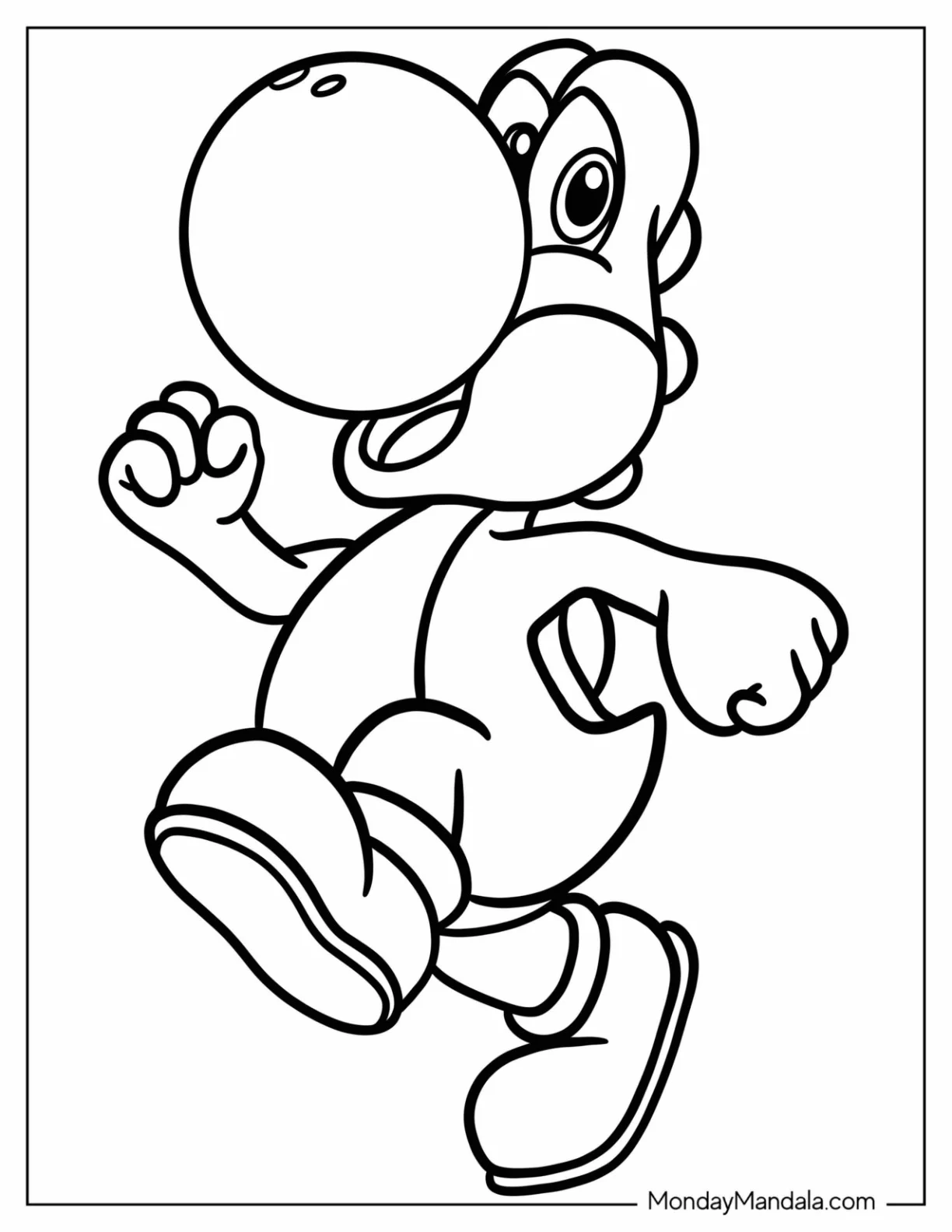 Nintendo Coloring Page Of Kawaii Yoshi Running For Preschoolers coloring page