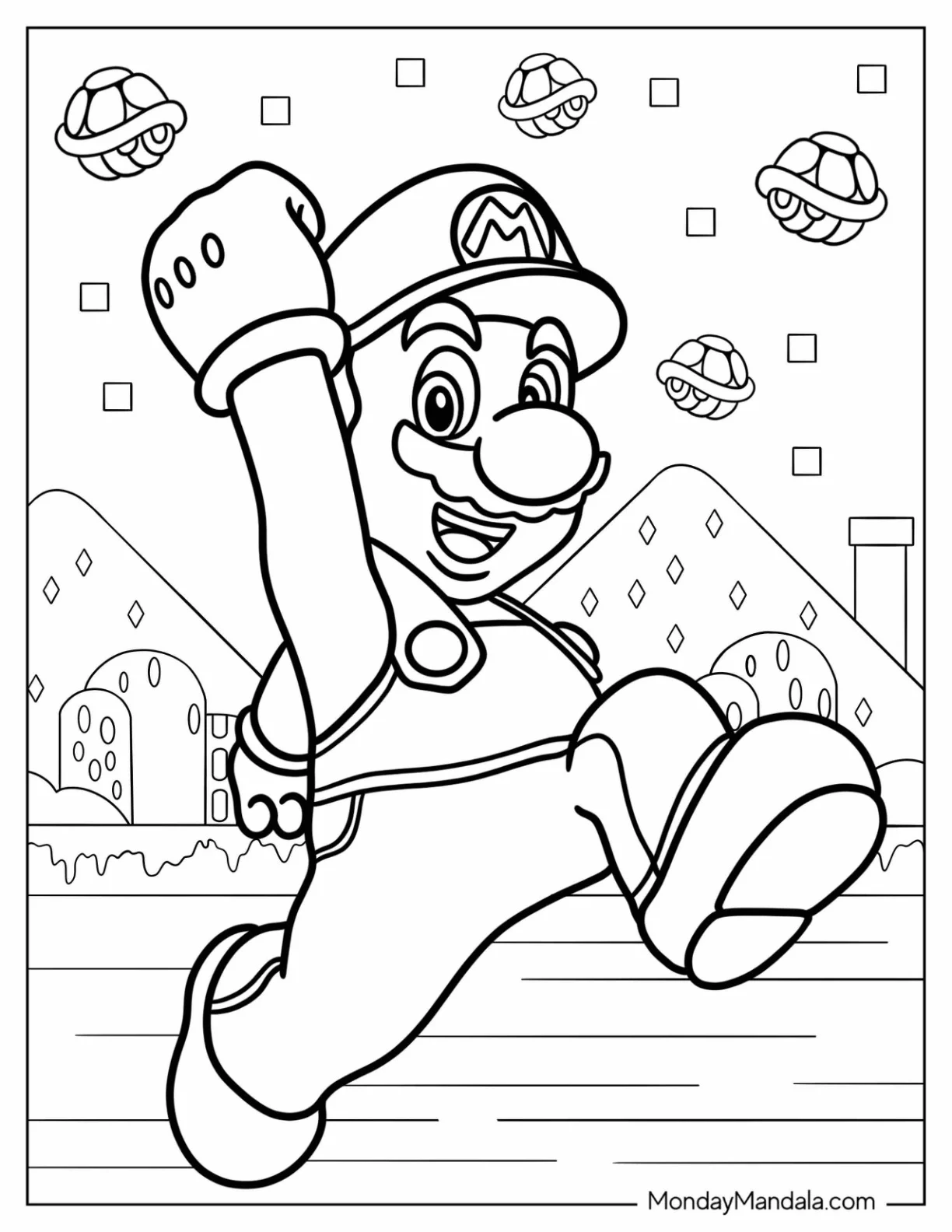 Nintendo Coloring Page Of Mario With Fist In The Air coloring page