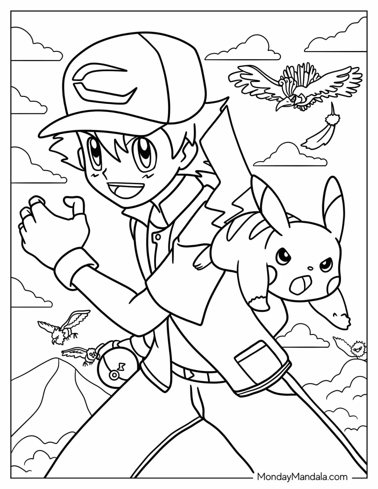 Nintendo Coloring Page Of Pokemon Ash With Pikachu coloring page