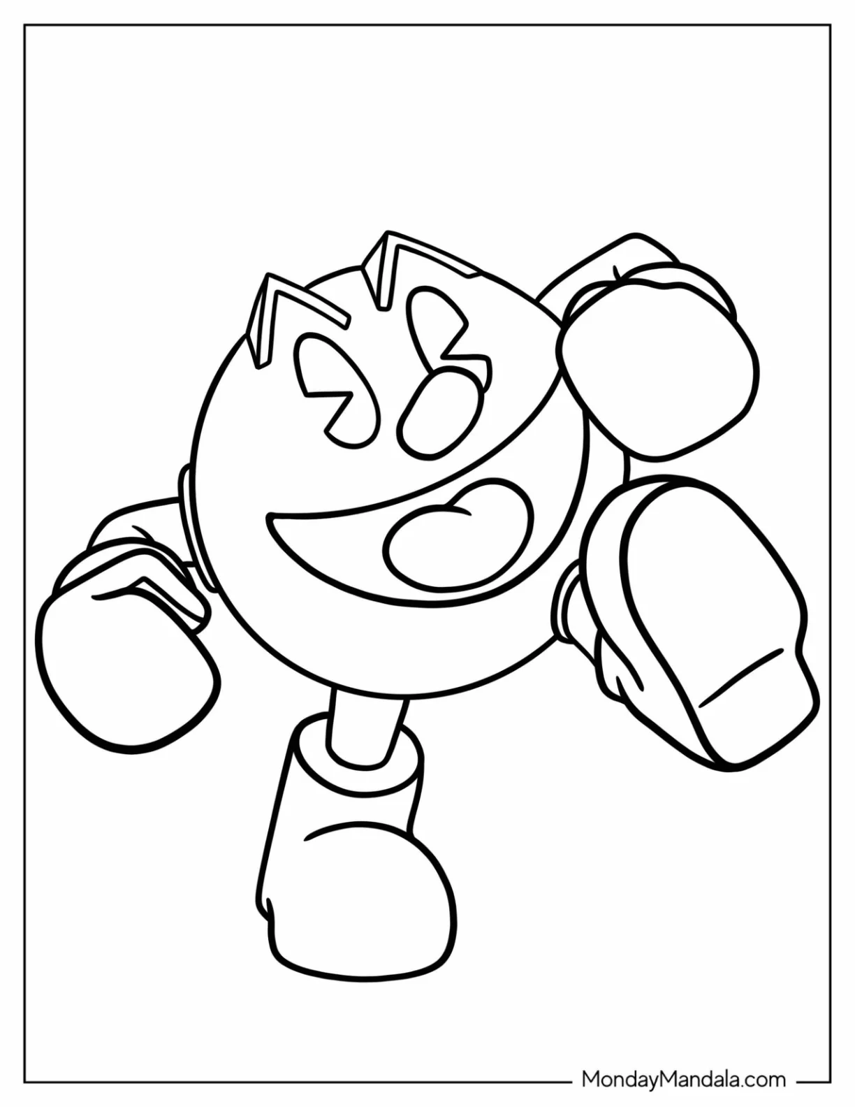 Easy Running Pac-Man Coloring Page For Preschoolers coloring page — printable line art