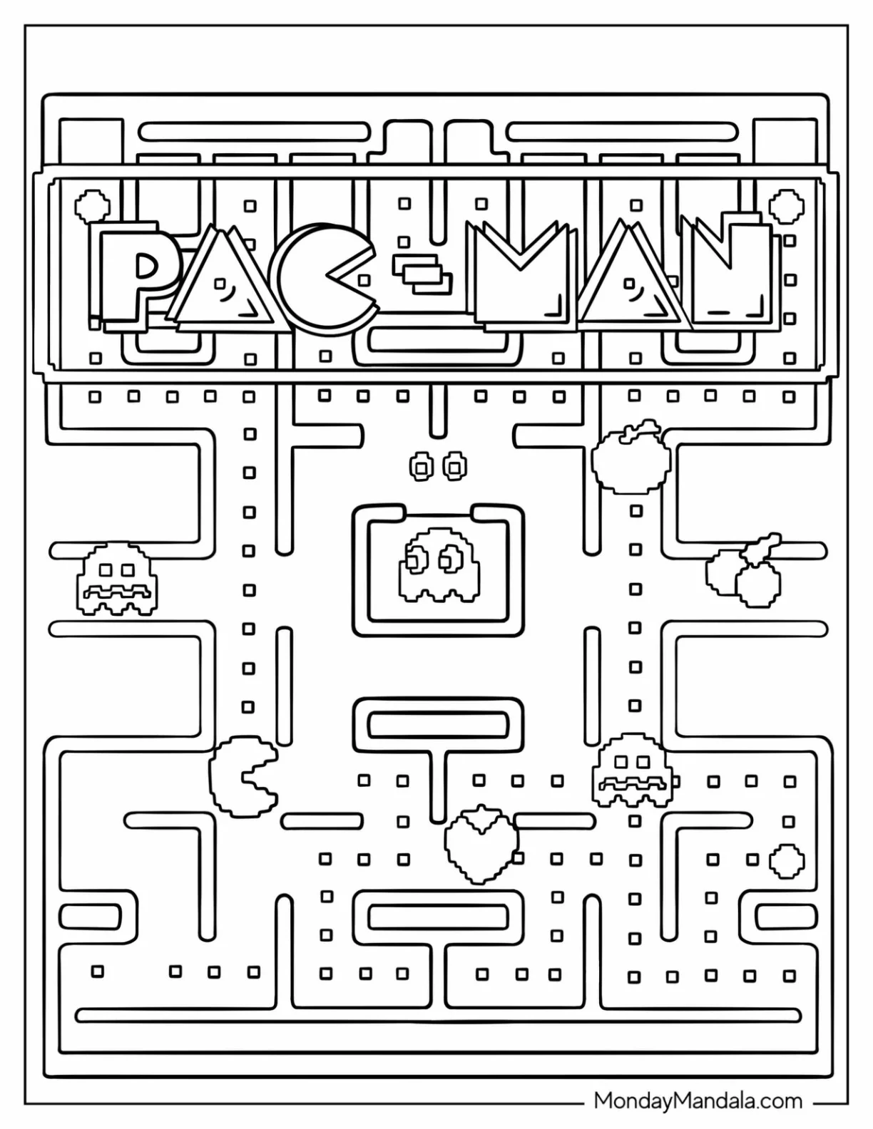 Pac-Man Coloring Page Game Poster coloring page