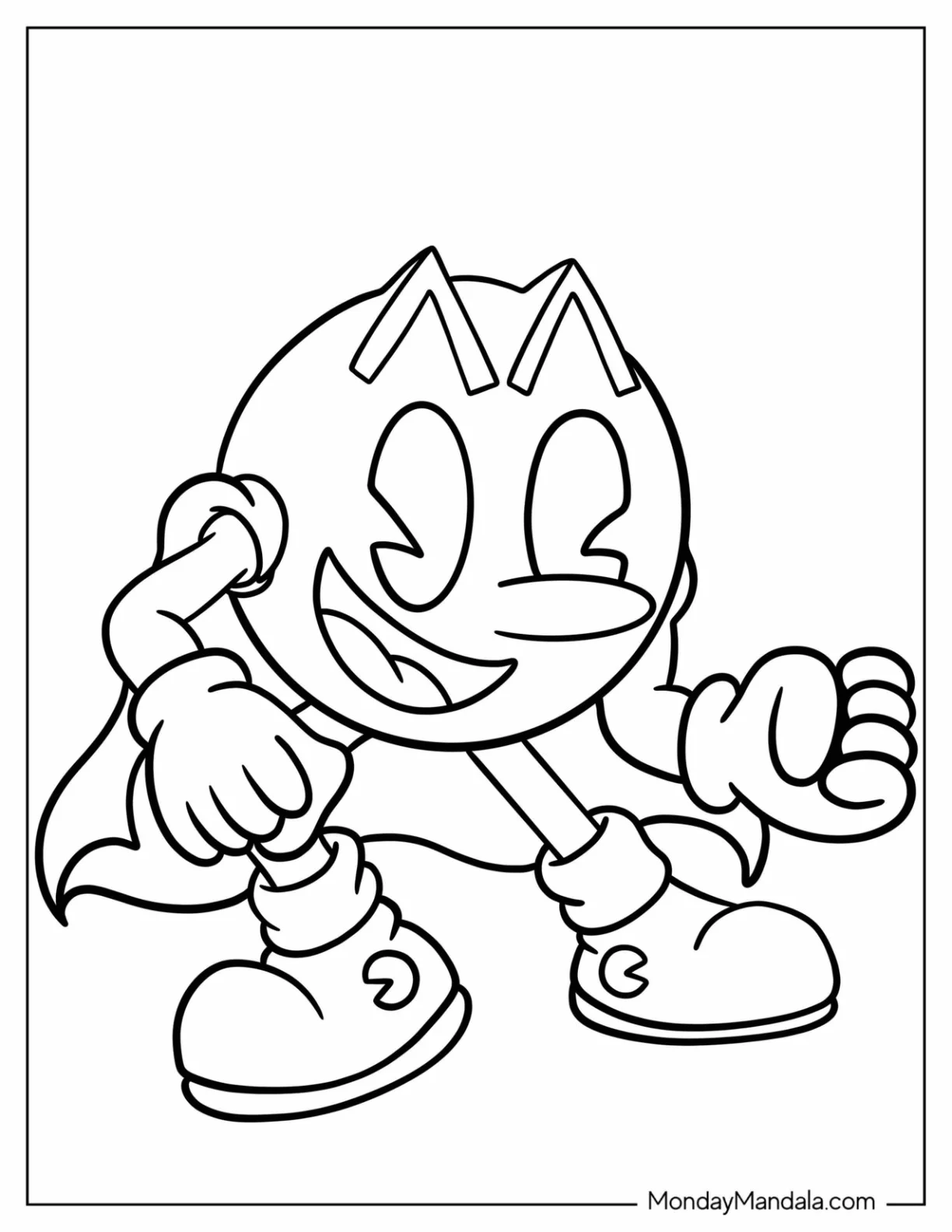 Simple Pac-Man Coloring Page With Cape  For Preschoolers coloring page
