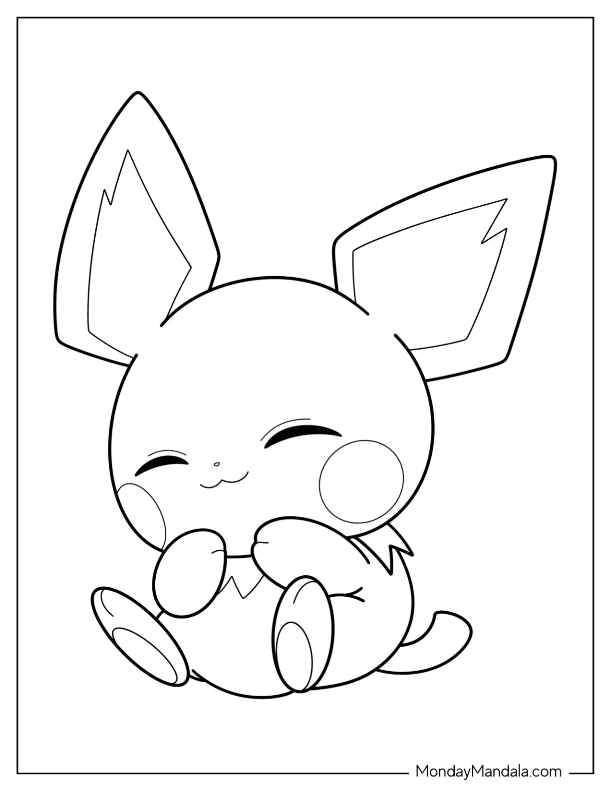 Kawaii Pichu Coloring Page For Preschoolers coloring page