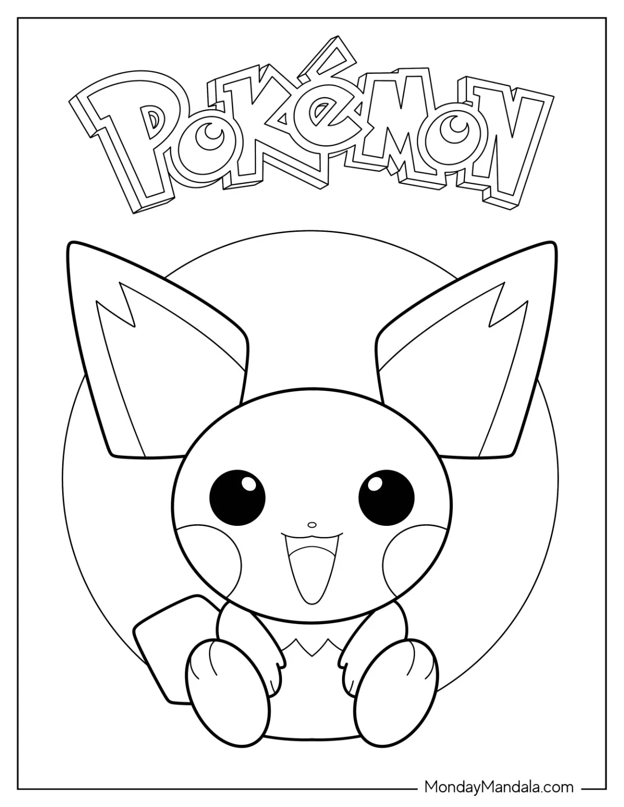Pichu Pokemon Poster Coloring Page For Kids coloring page