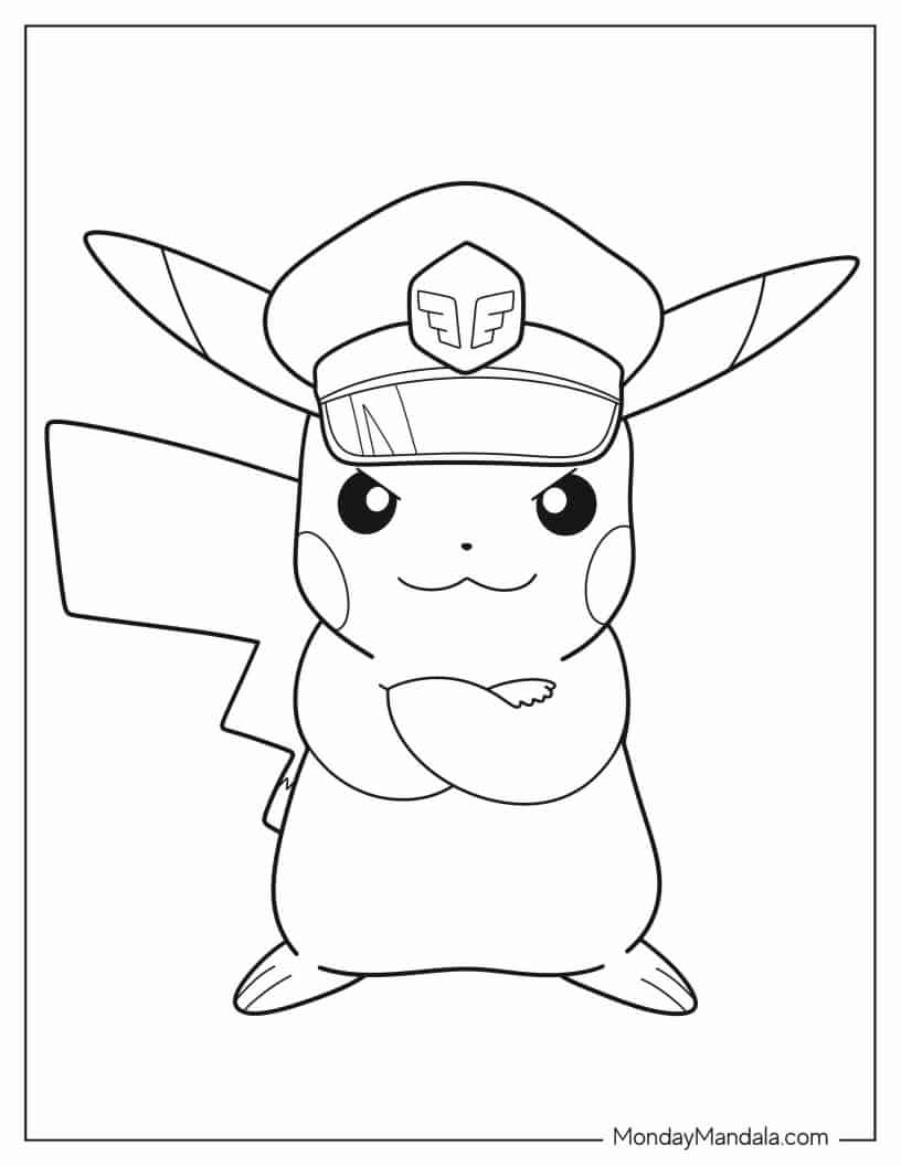 Captain Pikachu Coloring Page coloring page