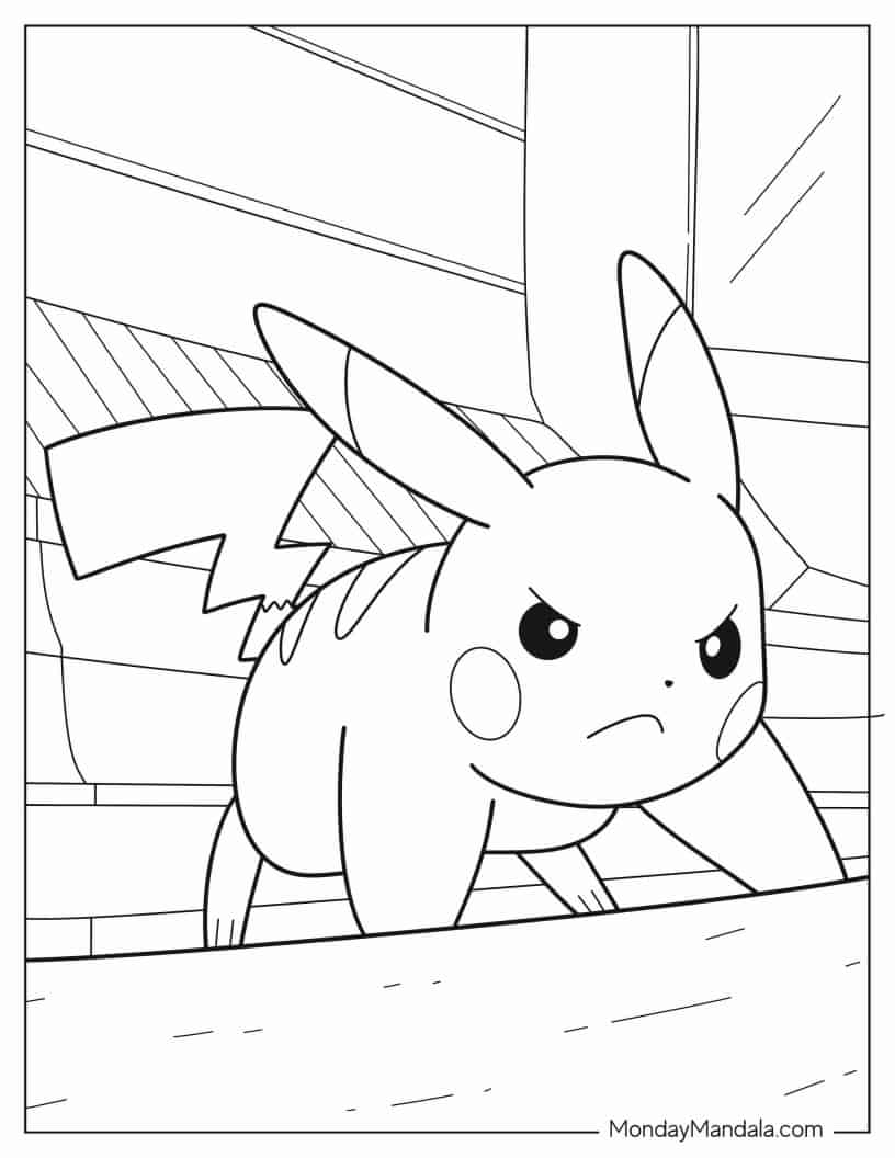 Pikachu Ready To Fight coloring page