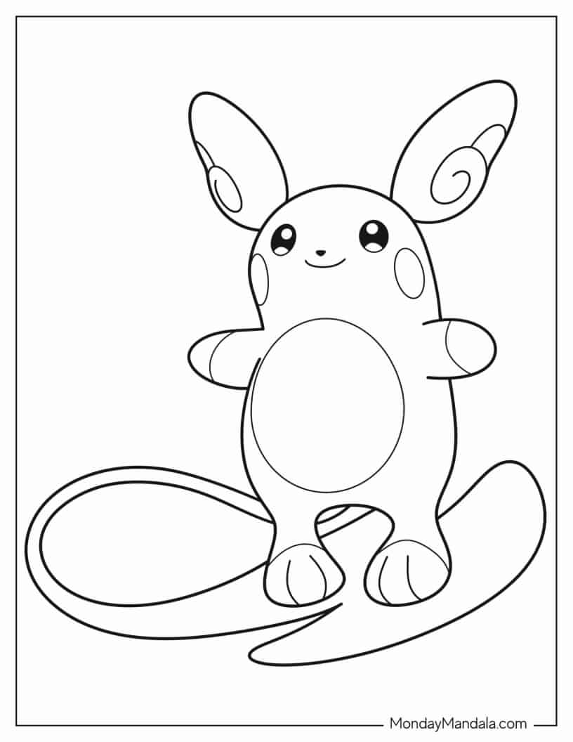 Pikachu Second Evolution Raichu coloring page — printable line art