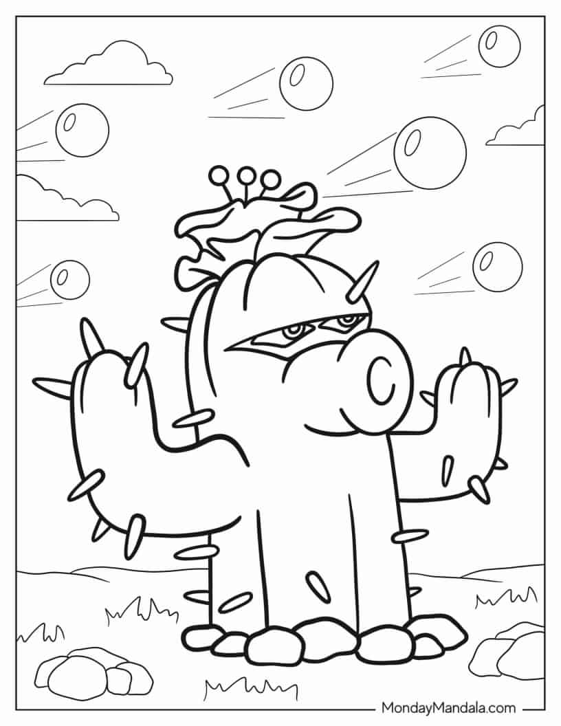 Cactus From Plants Vs Zombies coloring page — printable line art