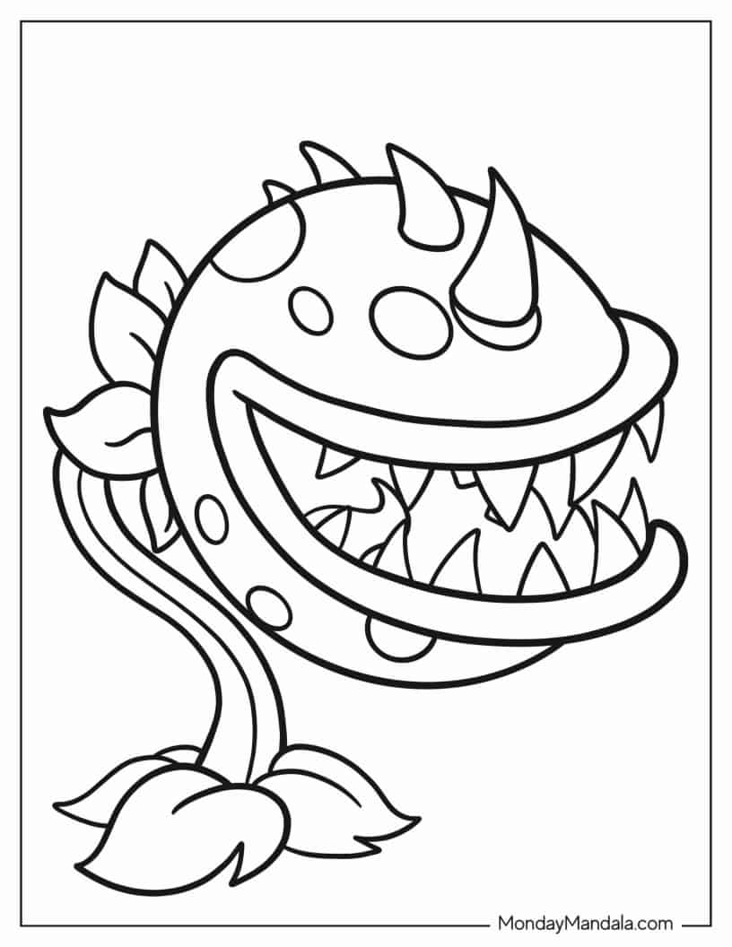 Chomper Vs Plants Vs Zombies coloring page — printable line art