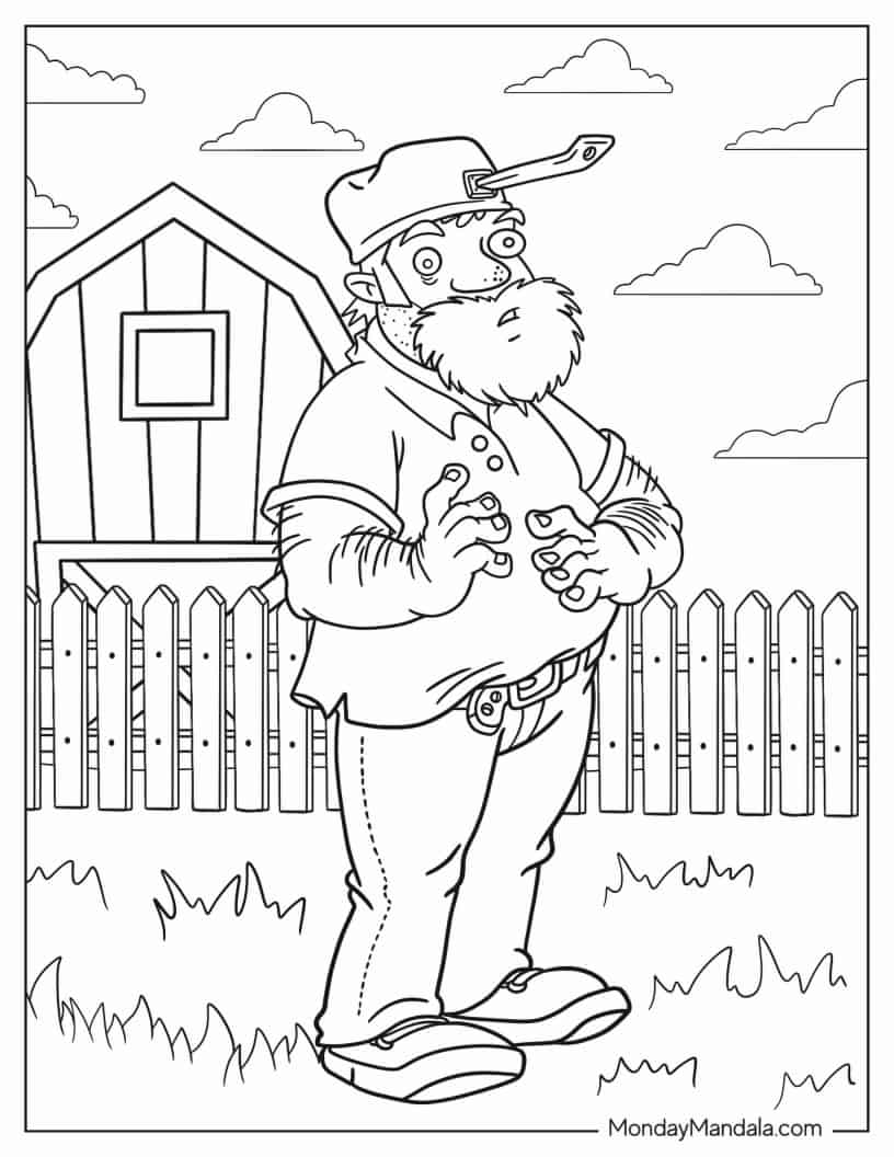 Crazy Dave From Plants Vs Zombies coloring page — printable line art