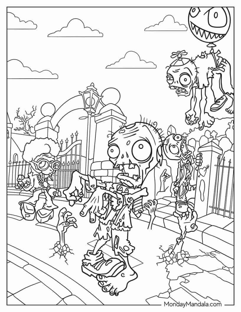 Detailed Coloring Page Of Plants Vs Zombies coloring page