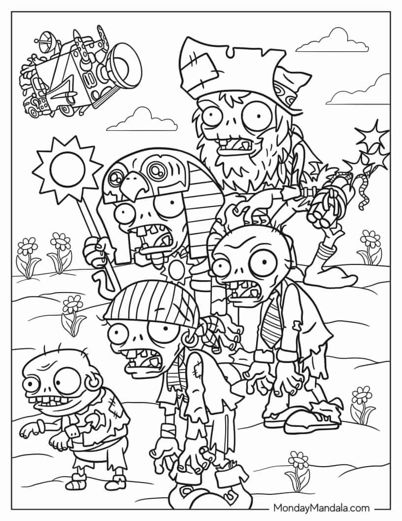 Evil Zombies To Color coloring page — printable line art