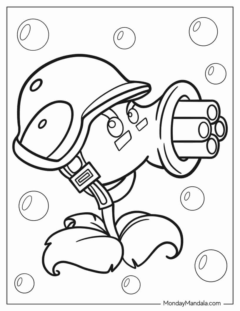 Gatling Pea From Plants Vs Zombies coloring page