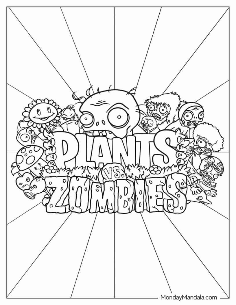 Plants Vs Zombies Logo To Color For Kids coloring page