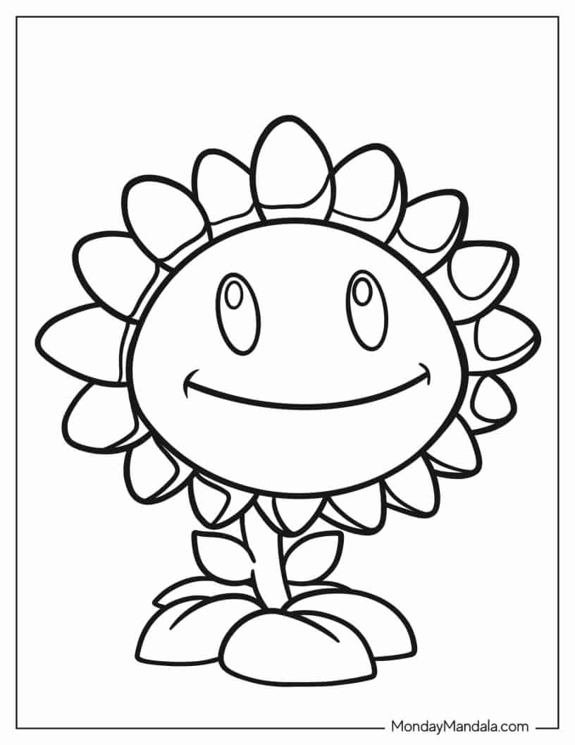 Sunflower From Plants Vs Zombies coloring page