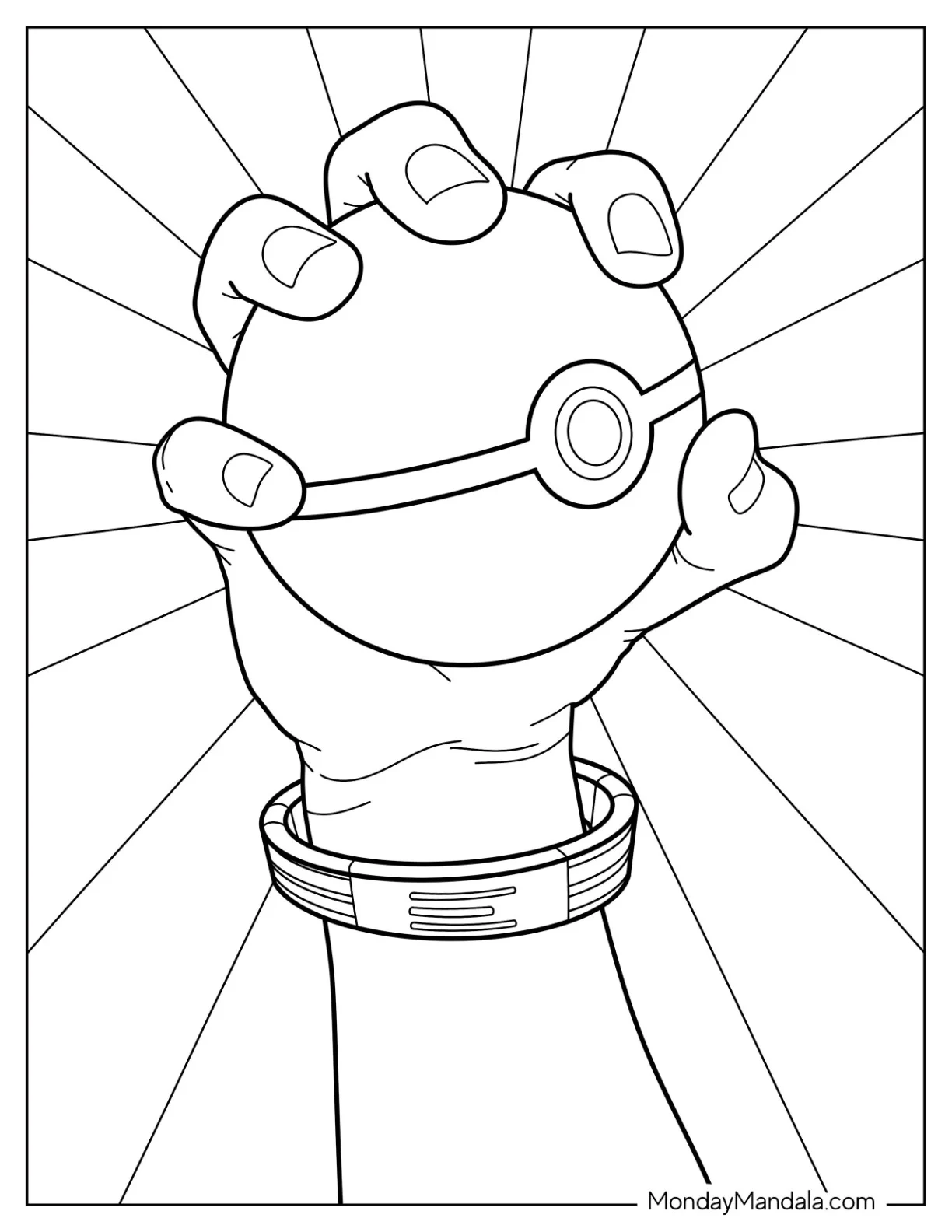 Easy Hand Holding Up Pokéball Coloring Page For Kids coloring page
