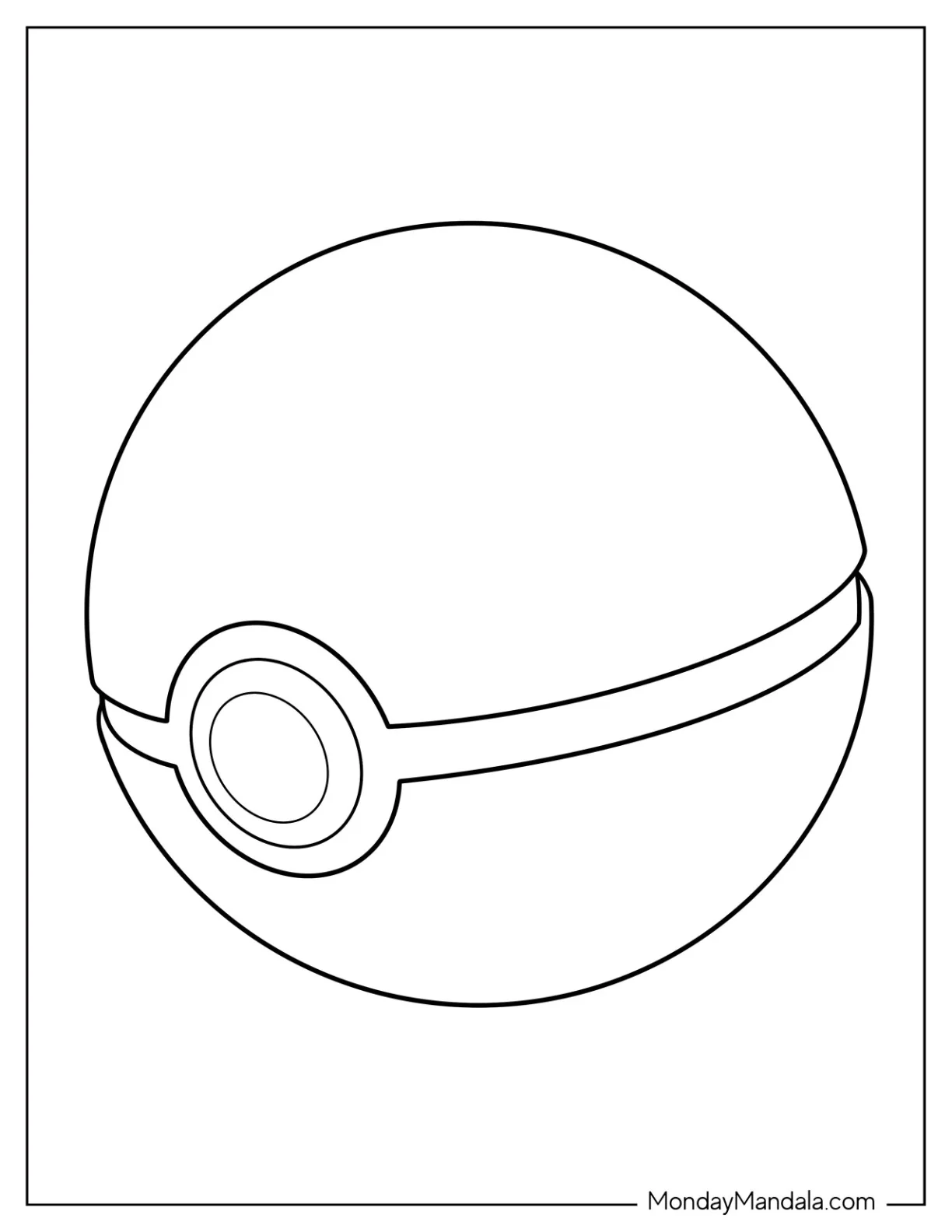 Easy Pokéball Coloring Page Outline For Preschoolers coloring page