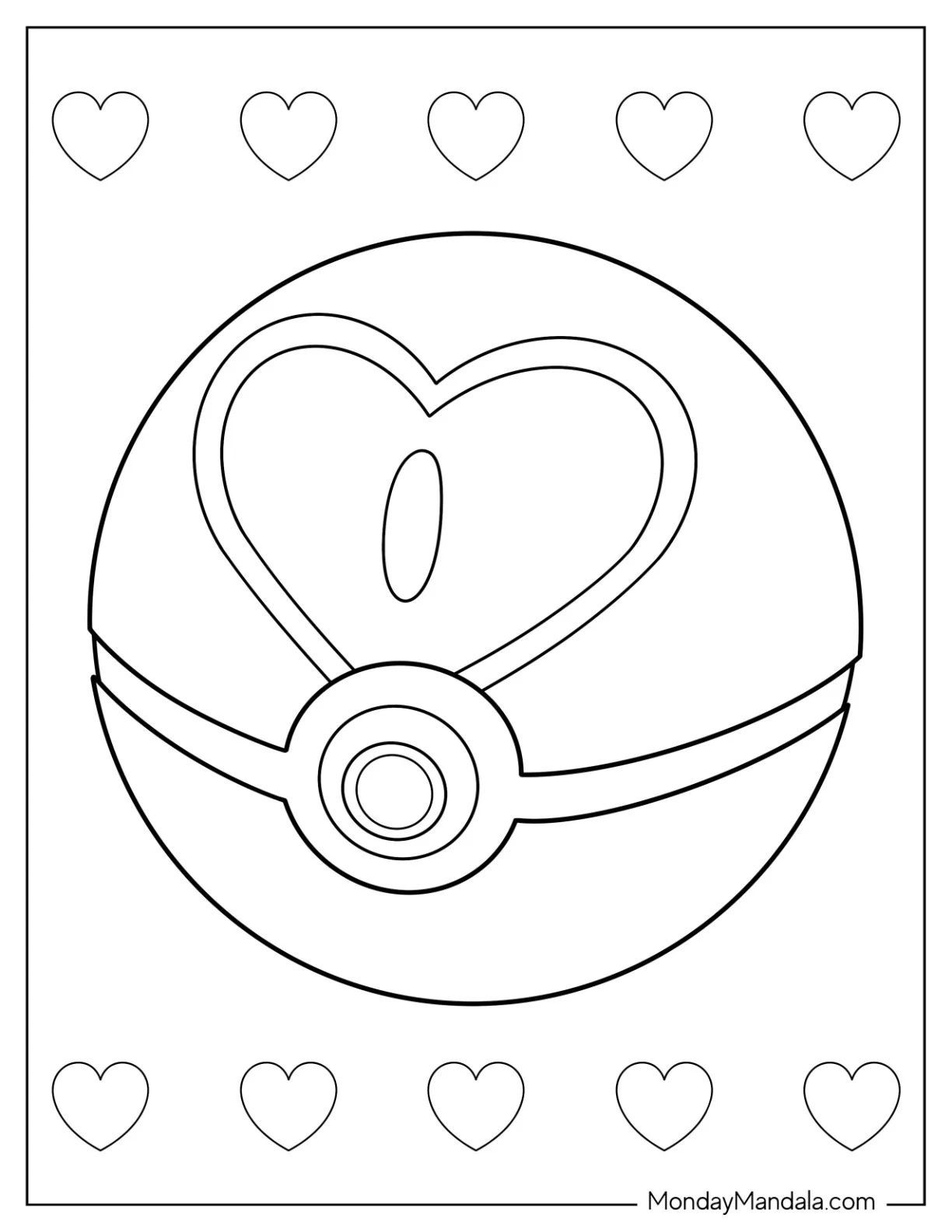 Love Ball Pokéball Coloring Page coloring page