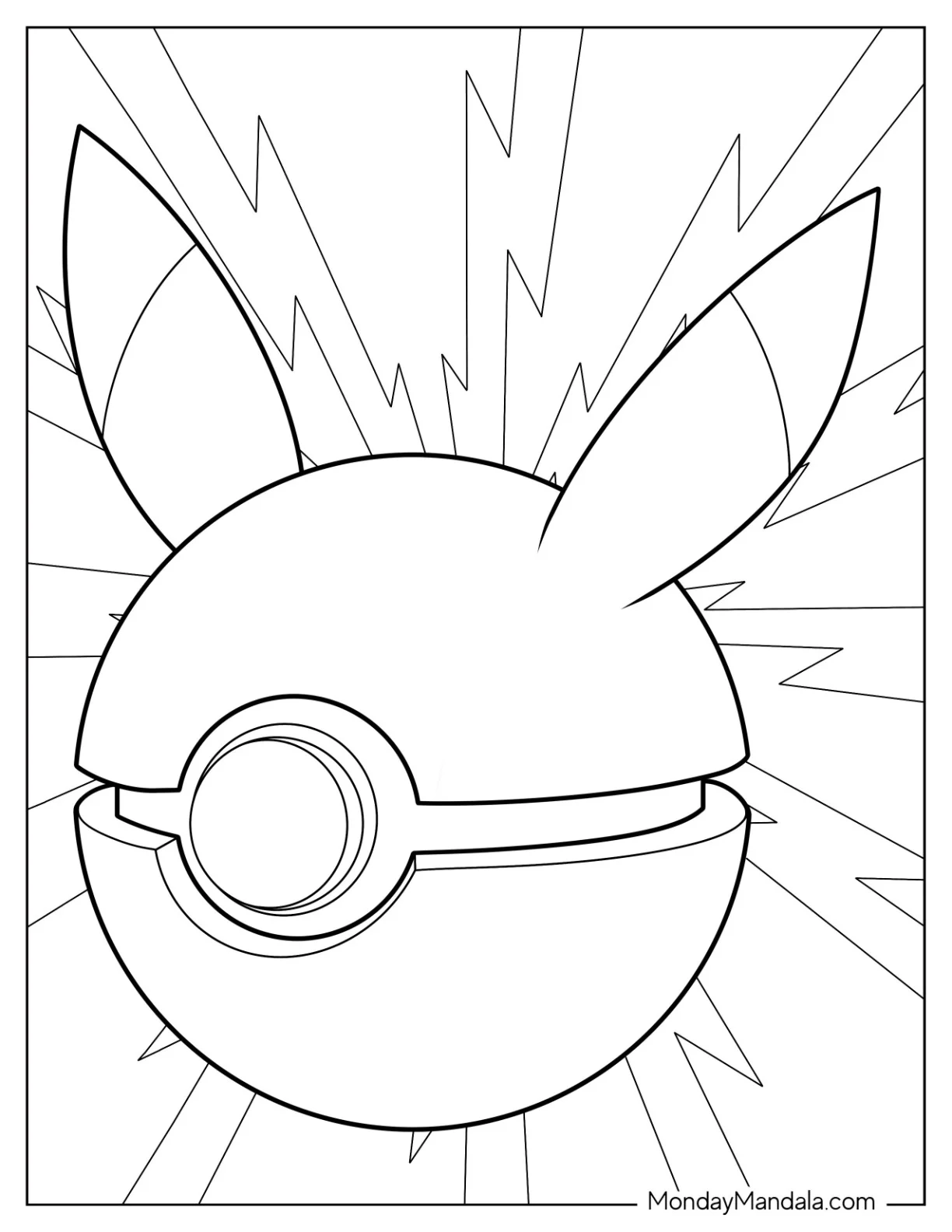 Pokéball Coloring Page Of Simple Pikaball Outline For Preschoolers coloring page
