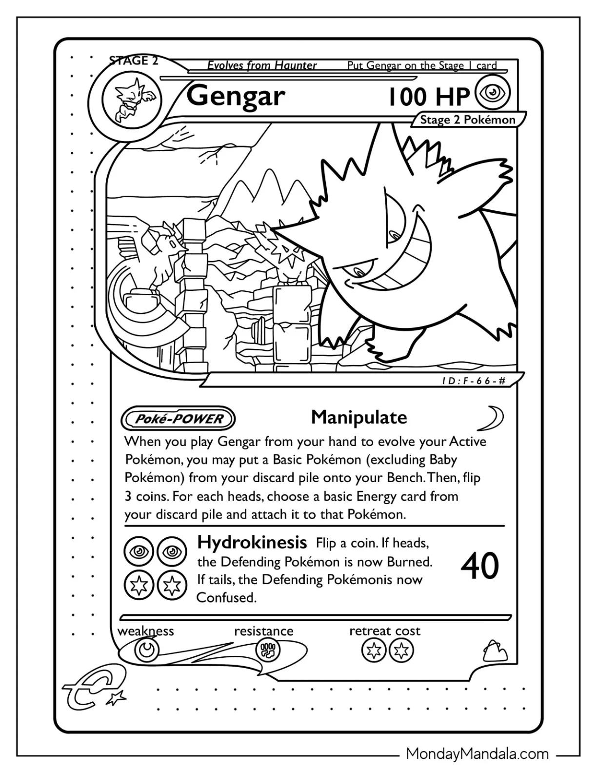 Gengar Manipulate Pokemon Card Coloring Page coloring page