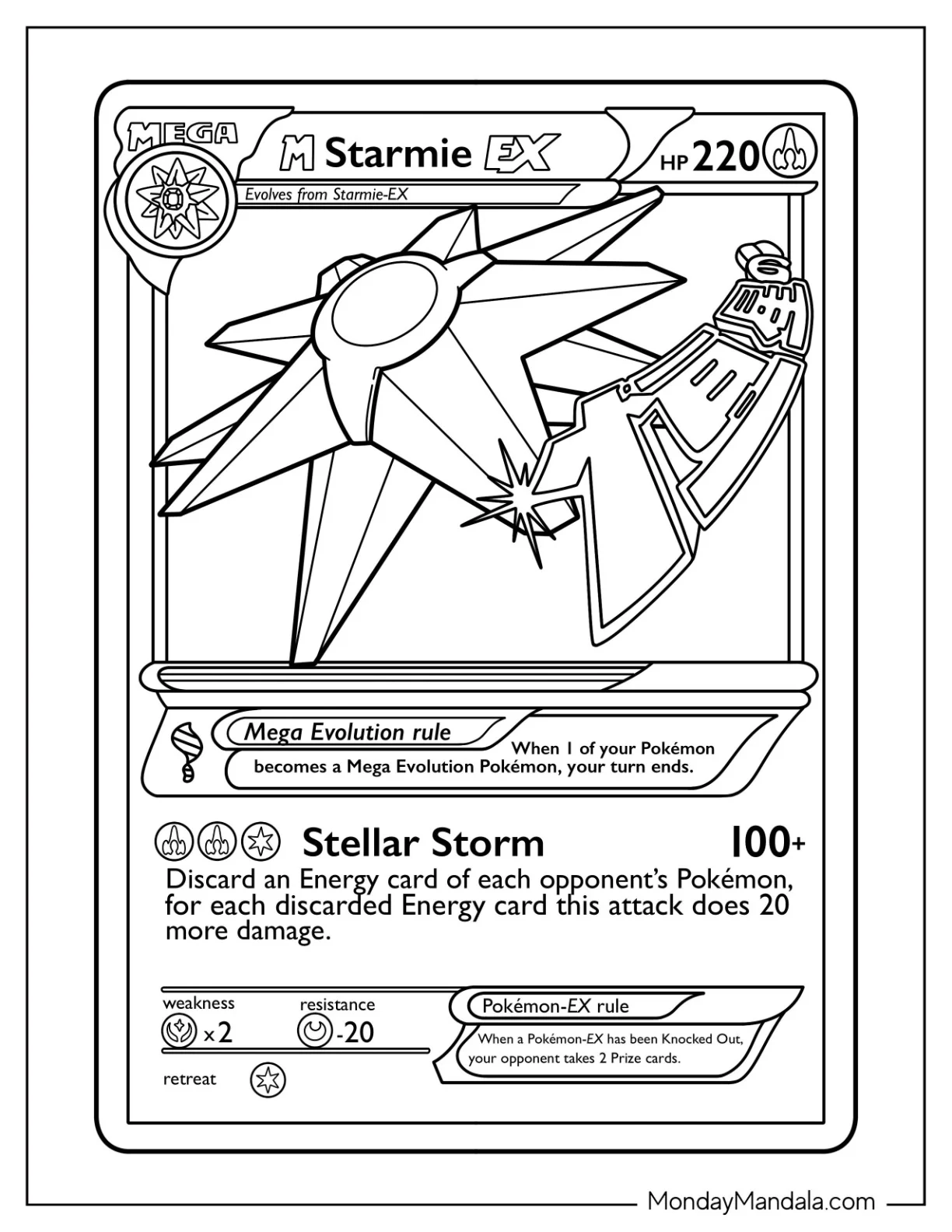 M Starmie EX Stellar Storm Coloring Sheet coloring page — printable line art