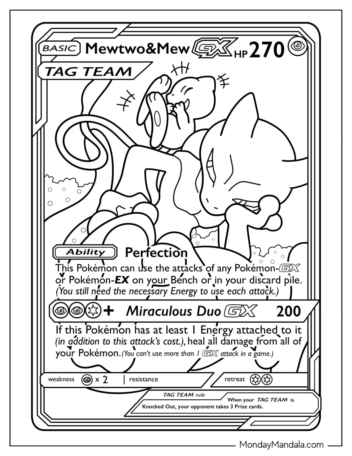 Mewtwo and Mew Miraculous Duo Coloring Page coloring page