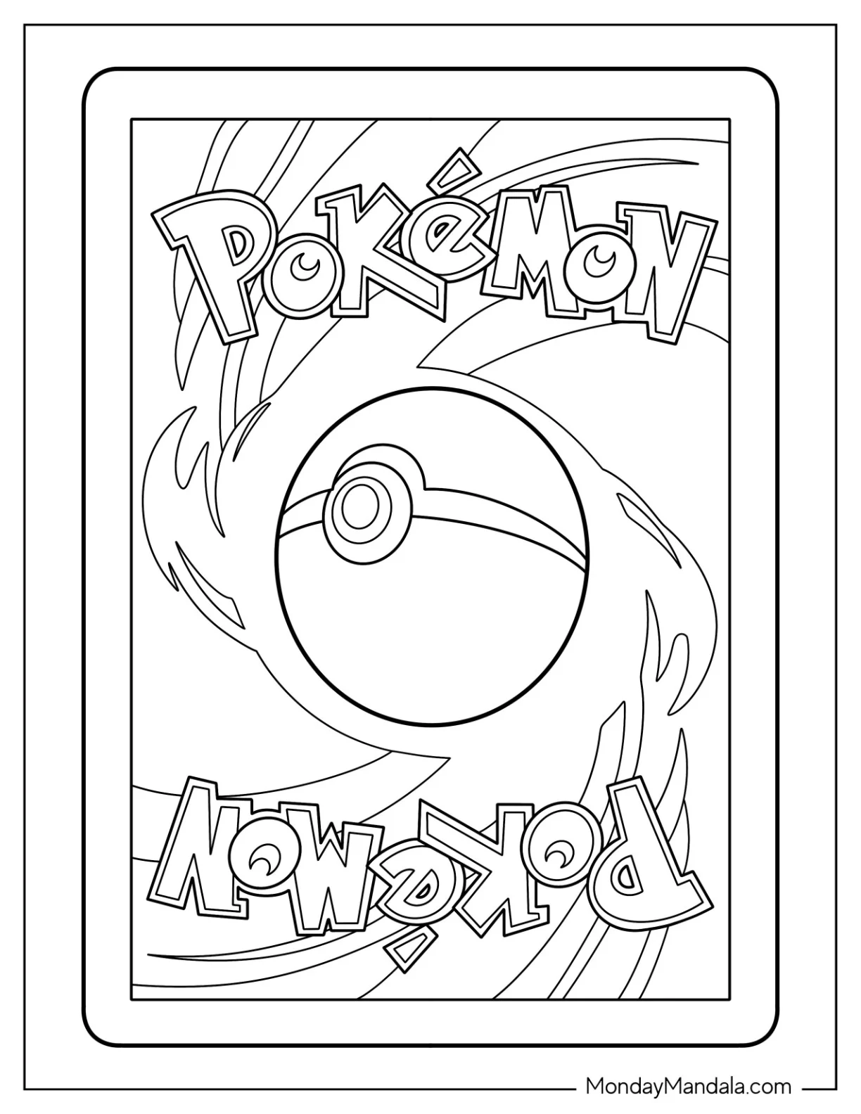 Pokemon Card Back Cover Coloring Sheet For Kids coloring page — printable line art