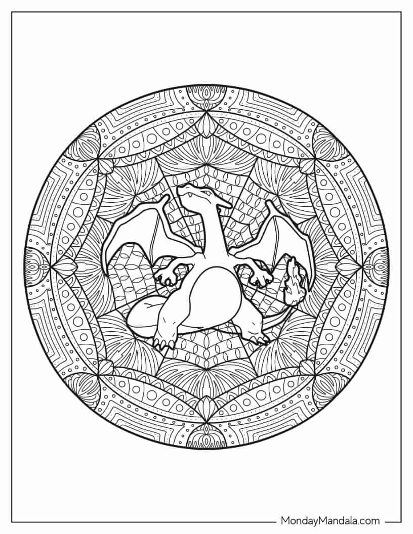 Coloring Page of Charizard Mandala coloring page
