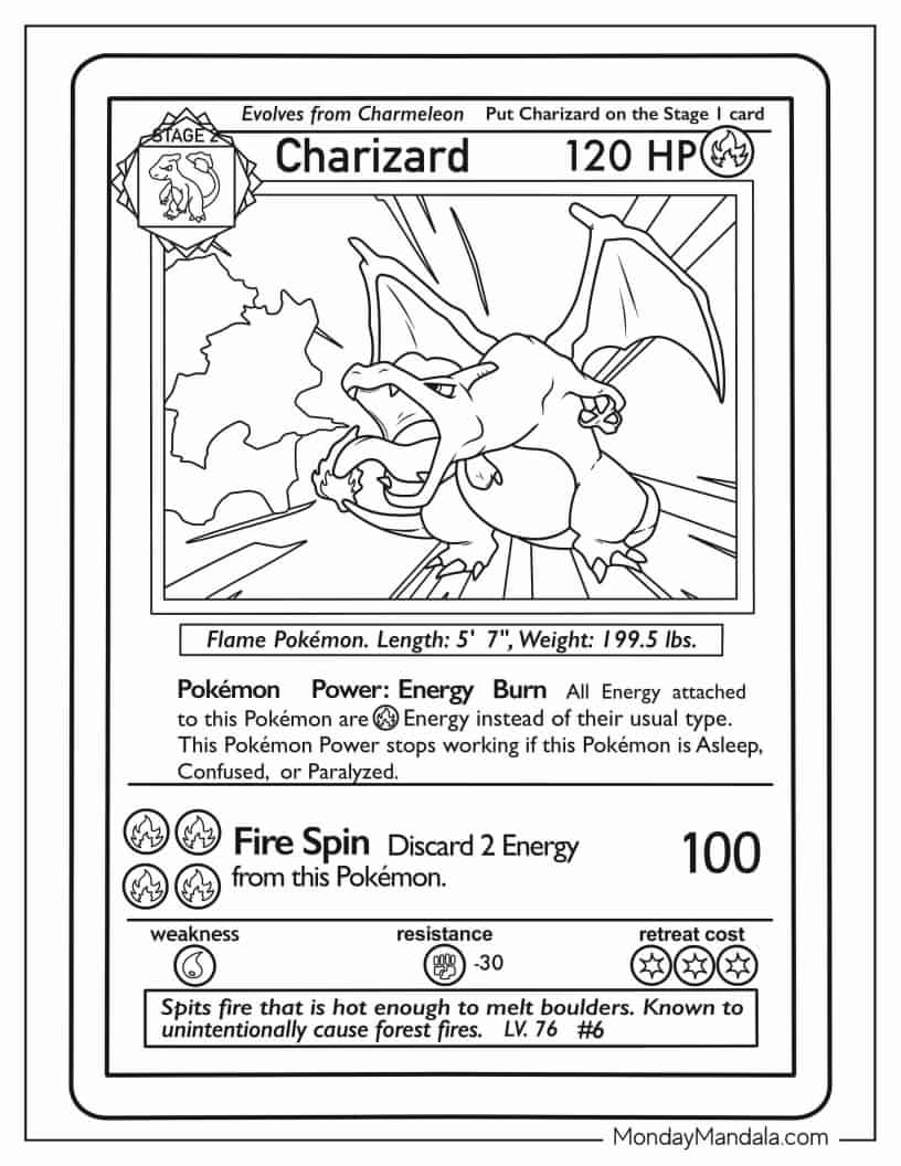 Coloring Page Of Charizard Pokemon Card coloring page