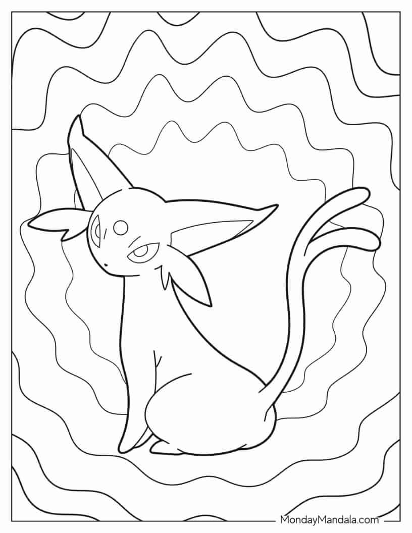 Coloring Page Of Cute Espeon For Kids coloring page