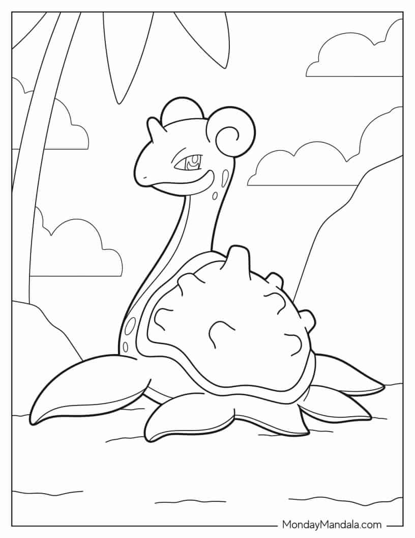Coloring Page Of Lapras On The Beach coloring page