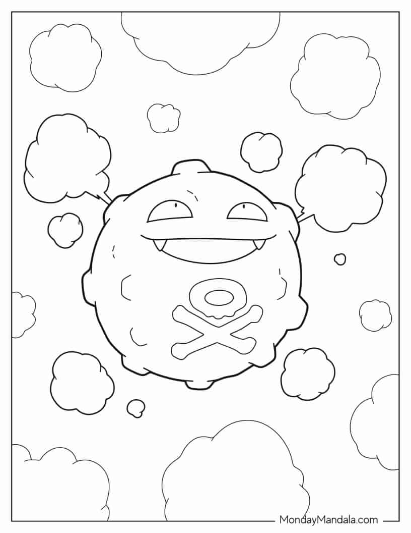 Coloring Sheet Of Koffing Releasing Poison coloring page