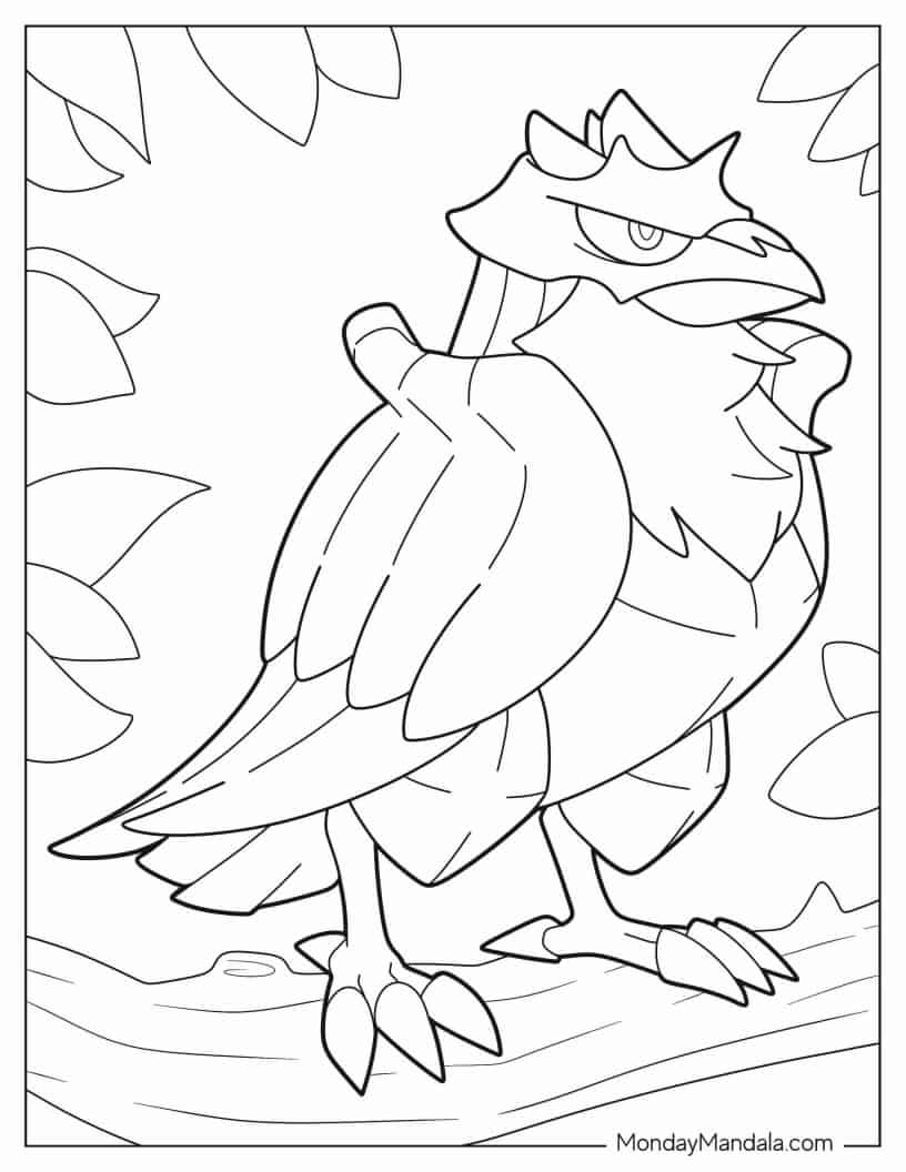 Corviknight Perched On A Branch coloring page